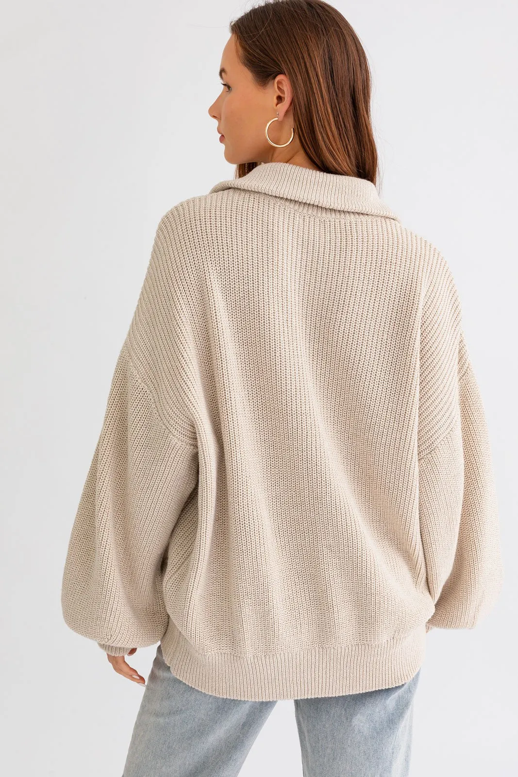 Taupe Oversized Zip Up Cardigan sold by Pinkblush product image thumbnail 3