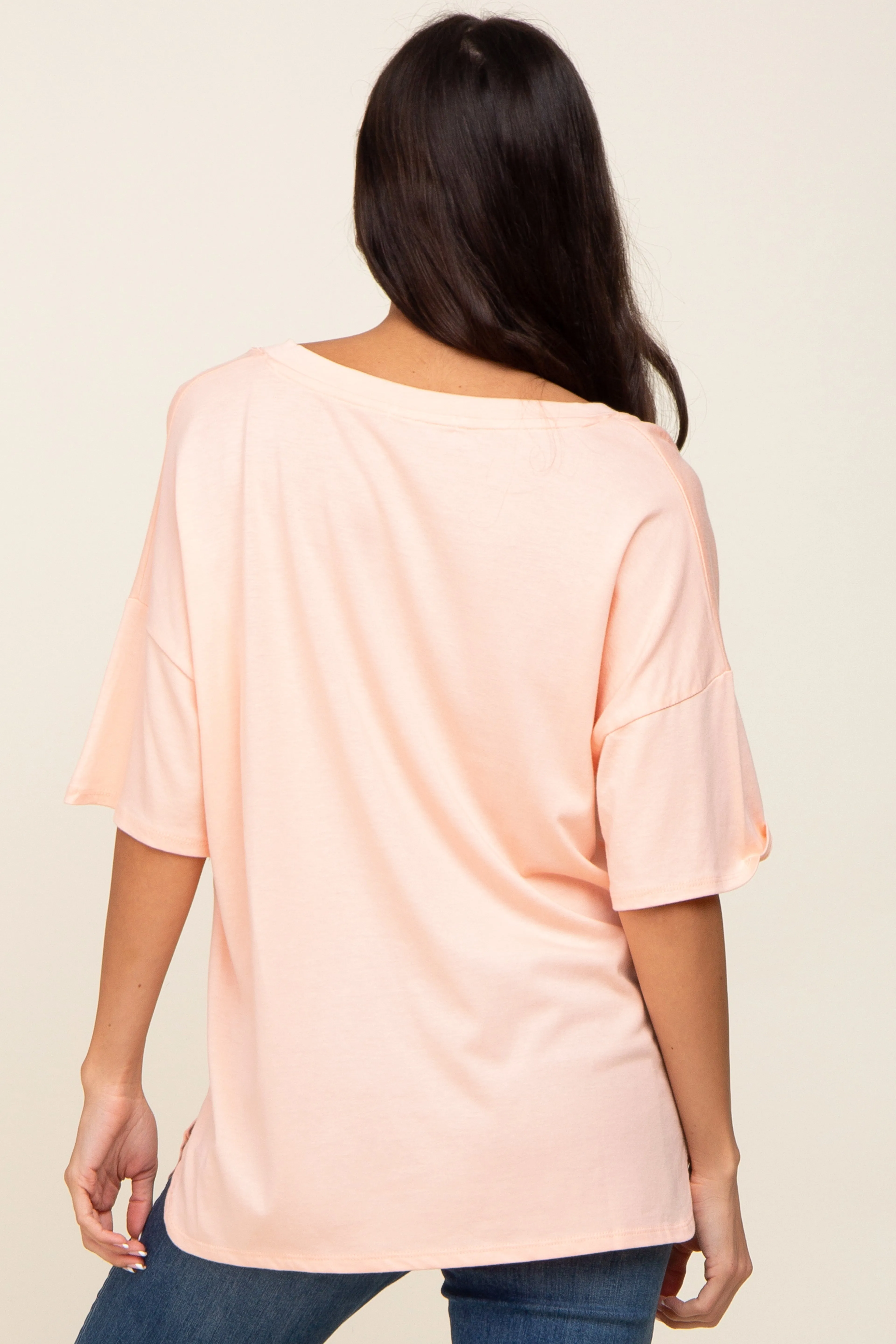 Peach Pocketed V-Neck Top sold by Pinkblush product image thumbnail 3