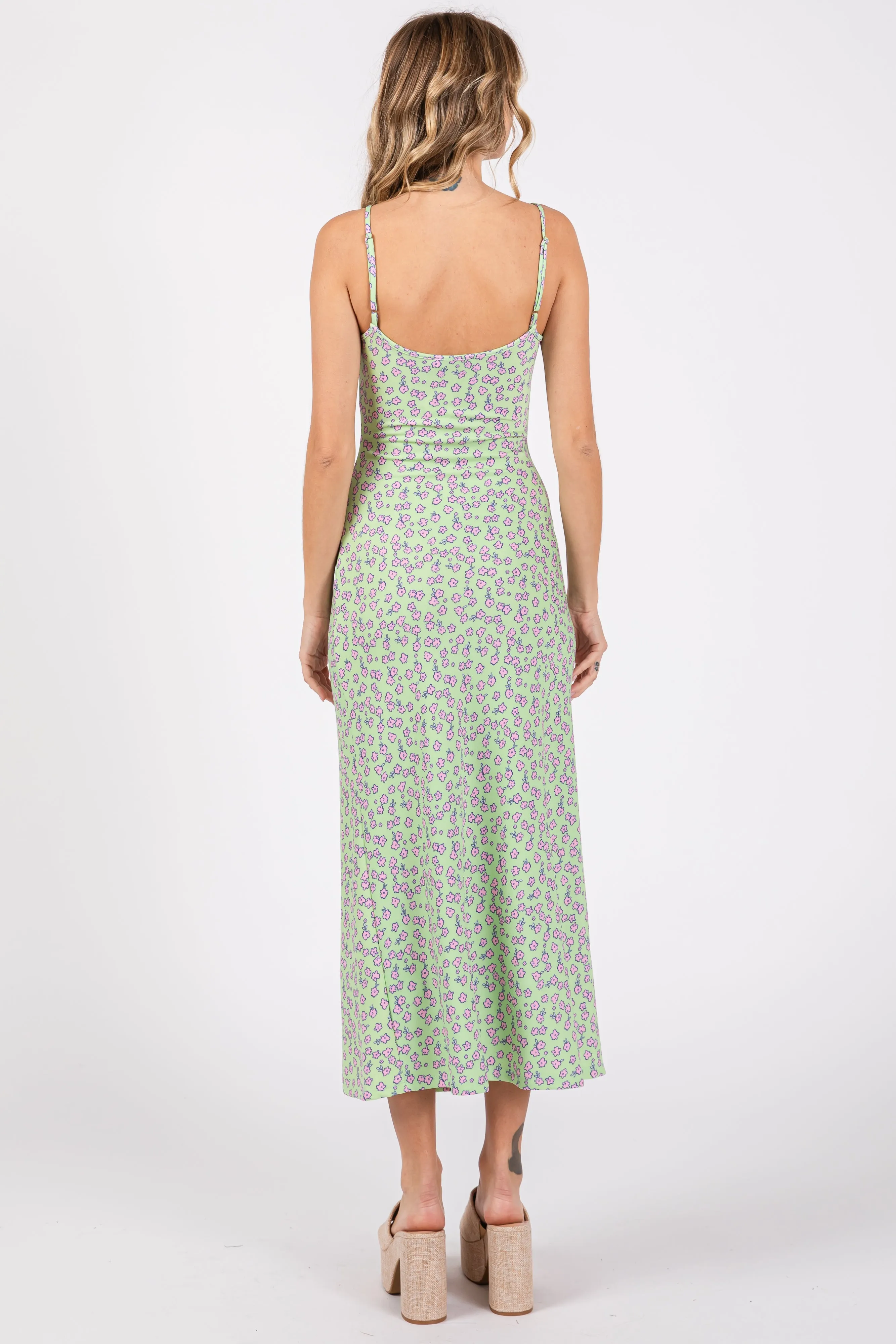 Lime Floral Sleeveless Midi Dress sold by Pinkblush product image thumbnail 3