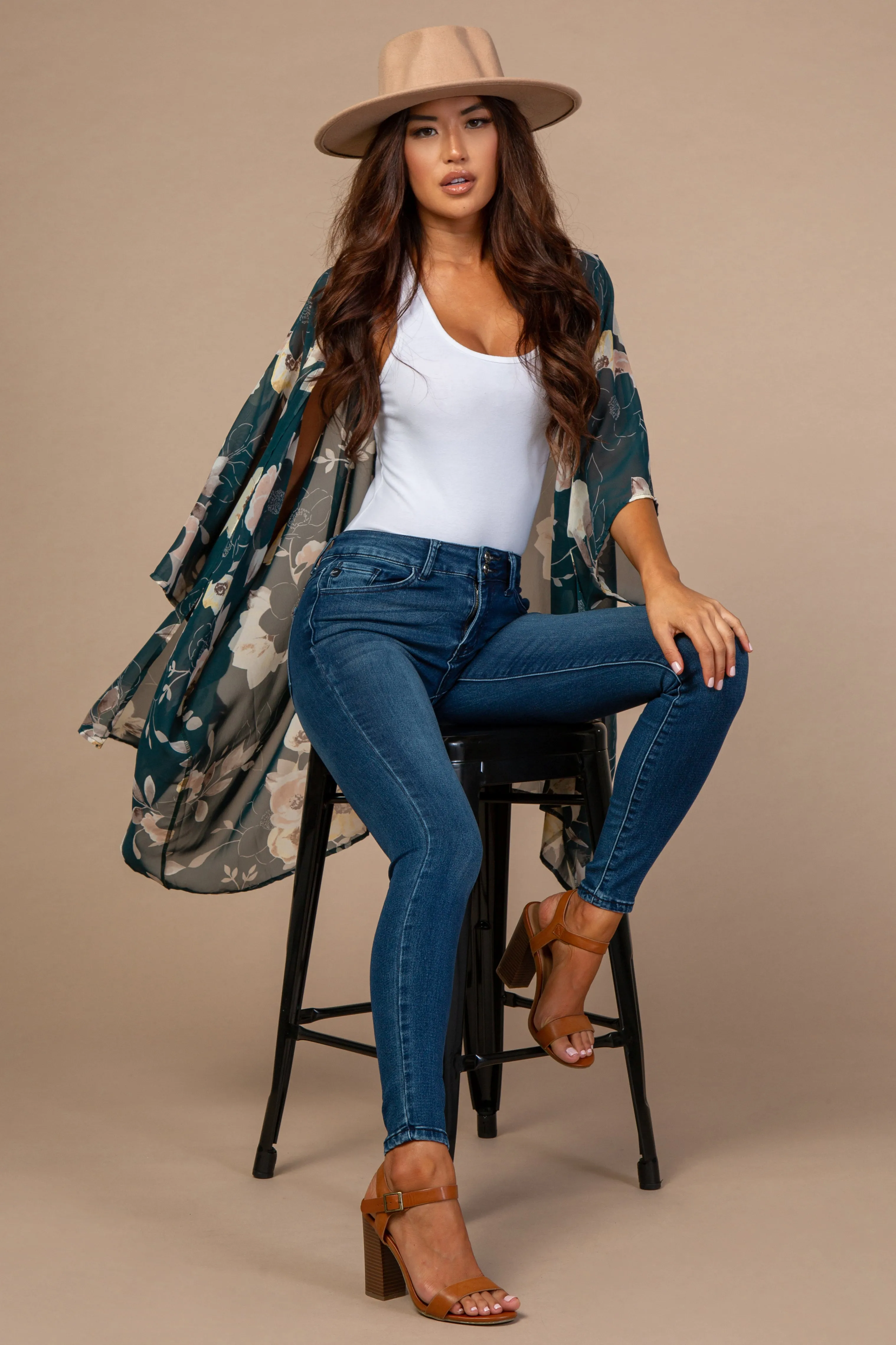 Forest Green Floral Sheer Cover Up sold by Pinkblush product image thumbnail 2