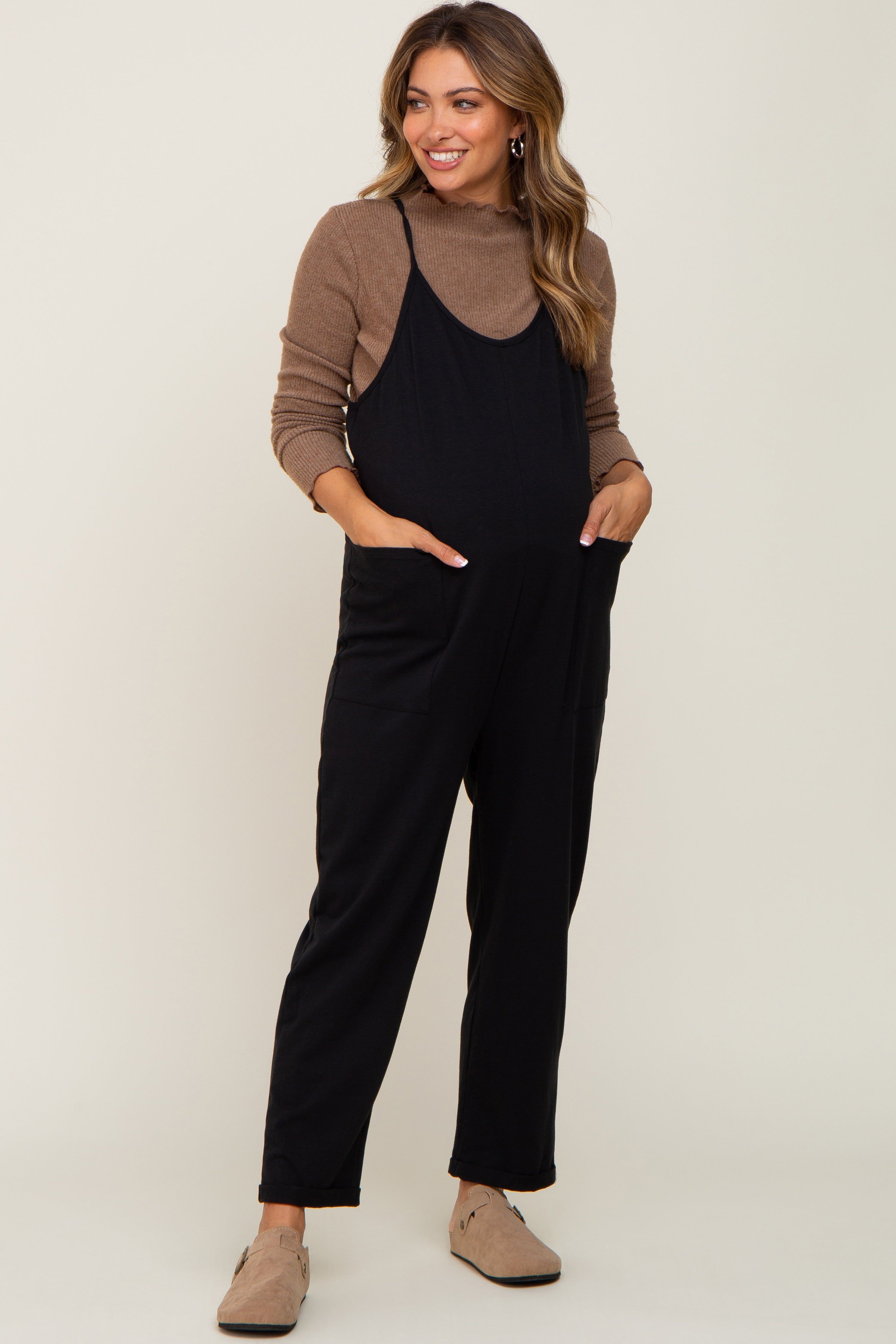 Black Front Pocket Maternity Jumpsuit sold by Pinkblush product image thumbnail 5