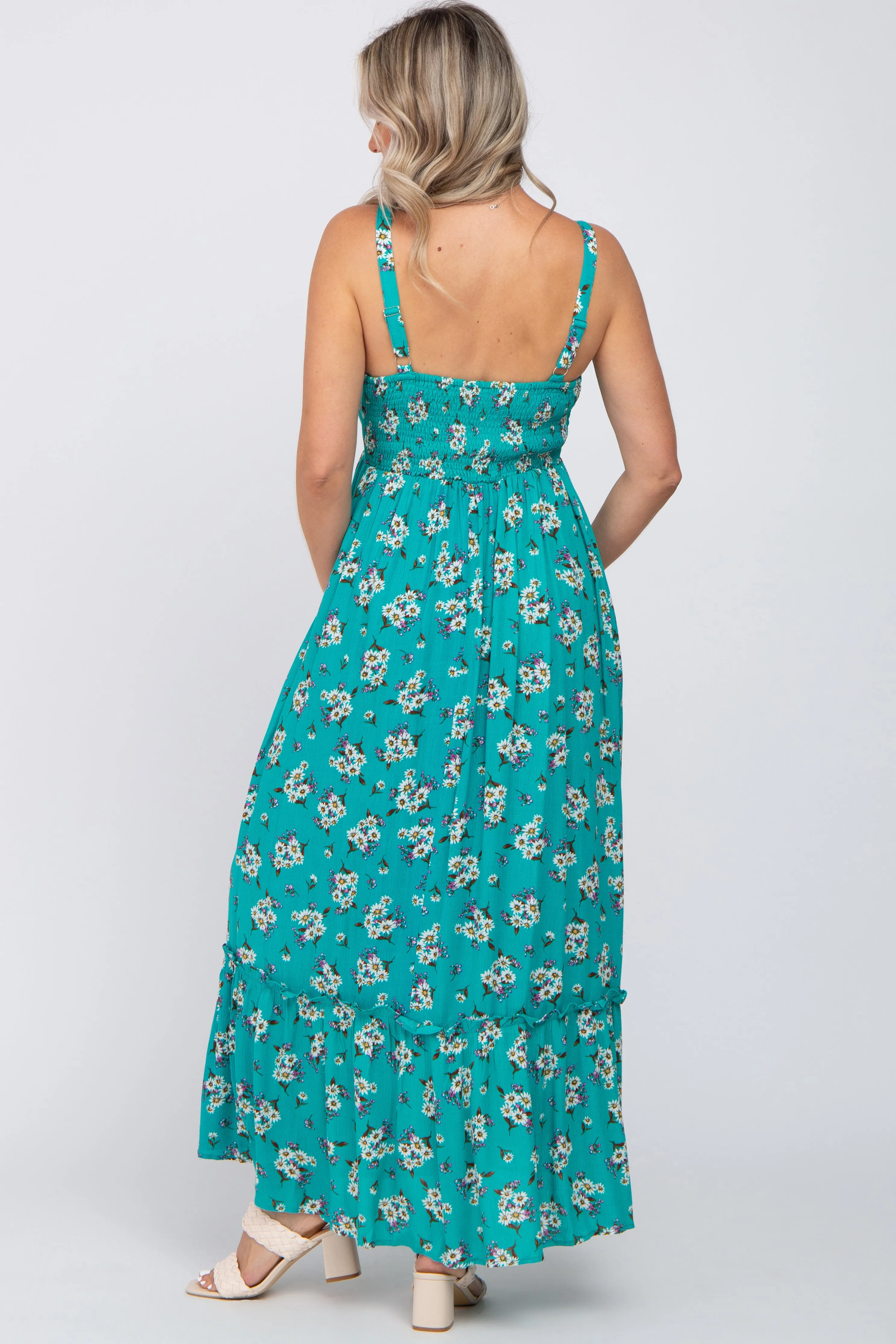 Teal Floral Maternity Maxi Dress sold by Pinkblush product image thumbnail 3