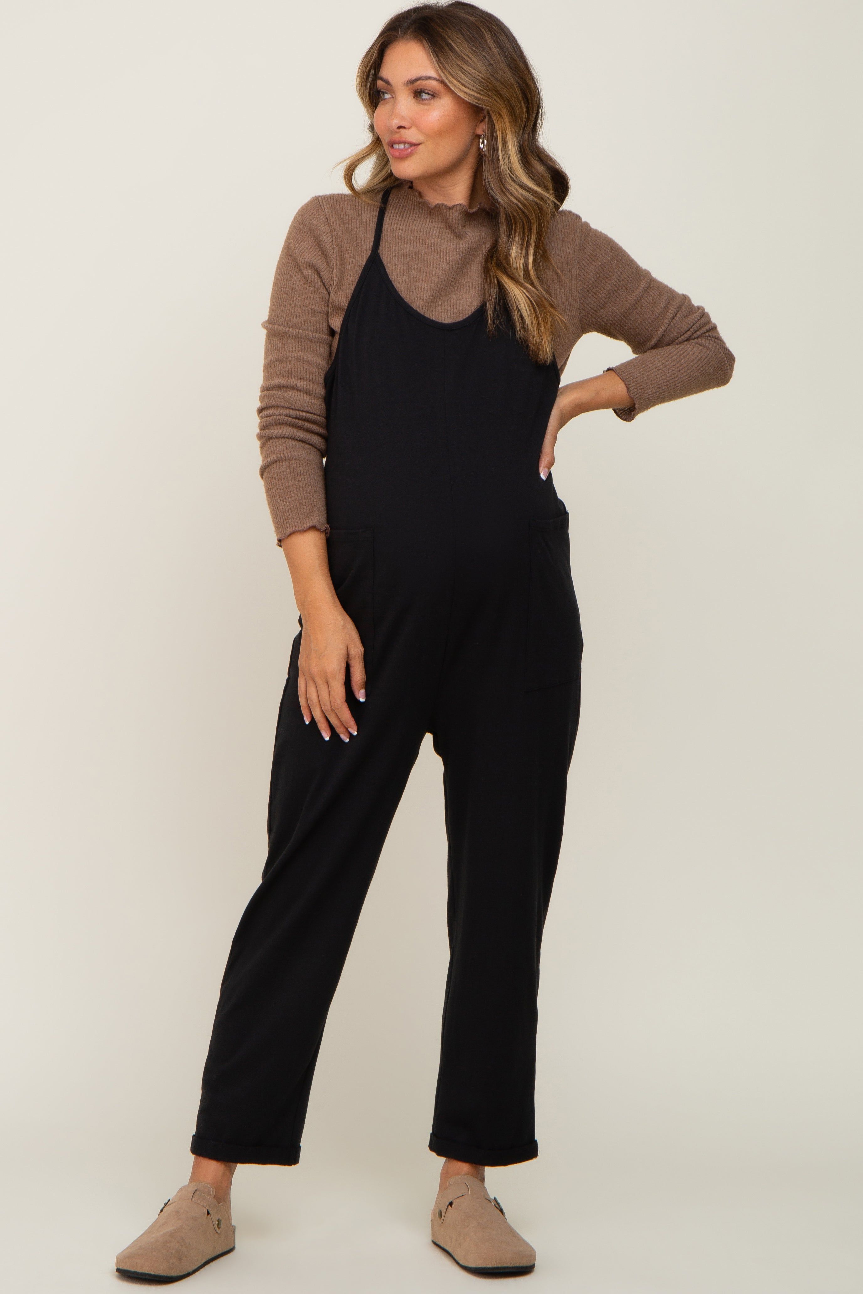 Black Front Pocket Maternity Jumpsuit sold by Pinkblush product image thumbnail 4