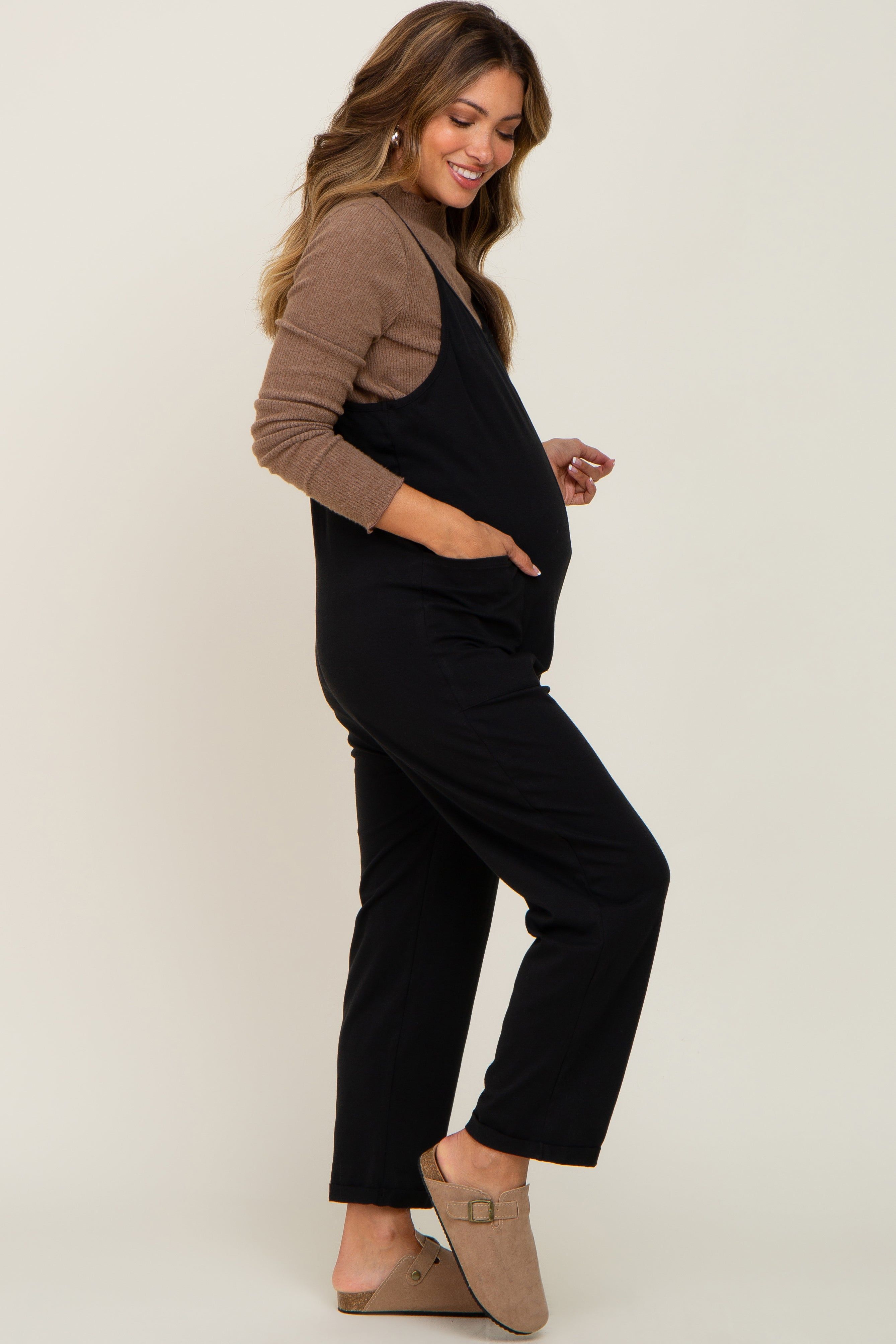 Black Front Pocket Maternity Jumpsuit sold by Pinkblush product image thumbnail 2