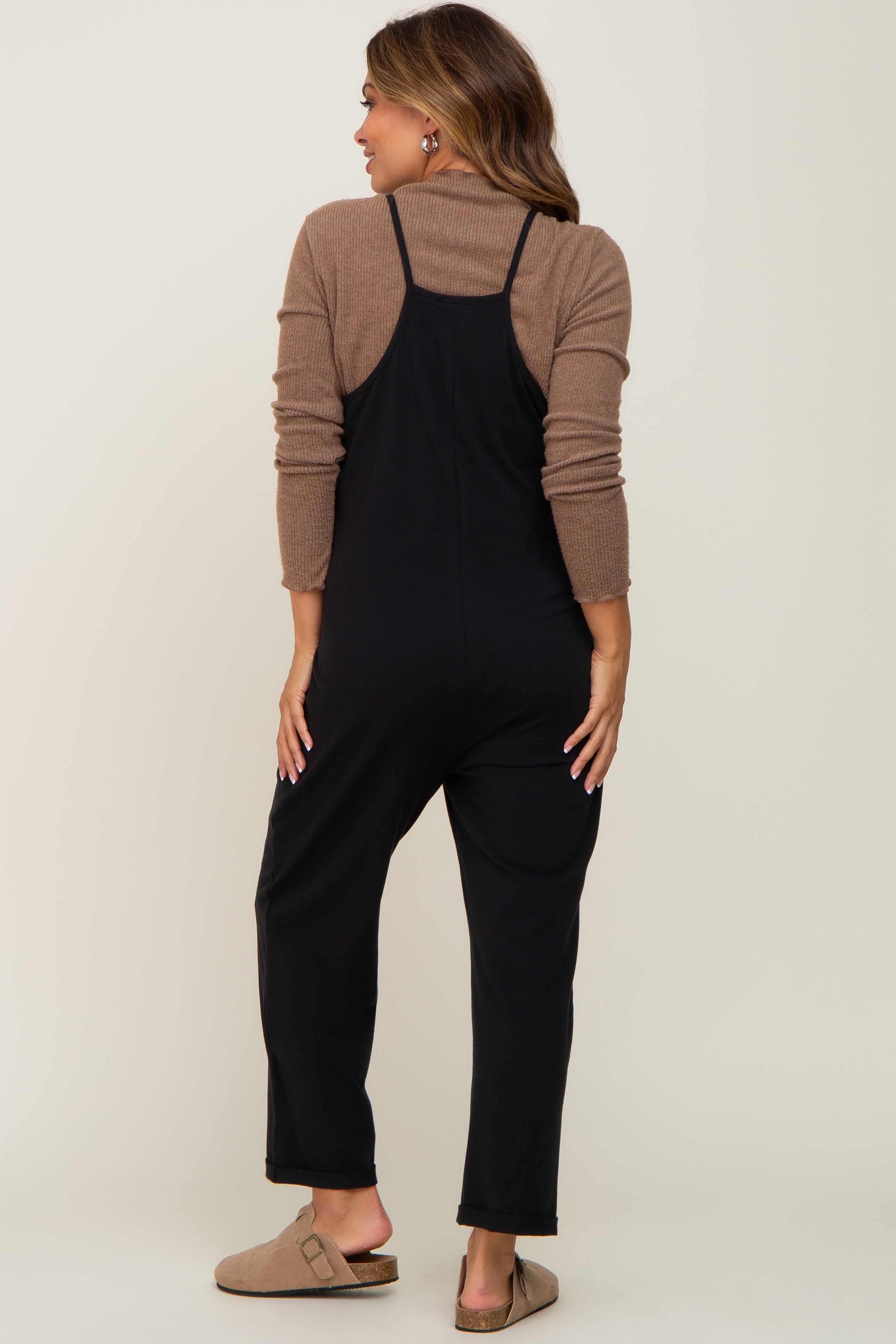 Black Front Pocket Maternity Jumpsuit sold by Pinkblush product image thumbnail 3