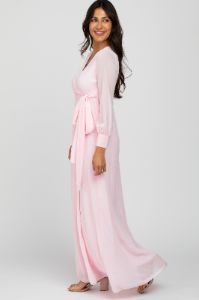 Light Pink Chiffon Long Sleeve Maxi Dress sold by Pinkblush