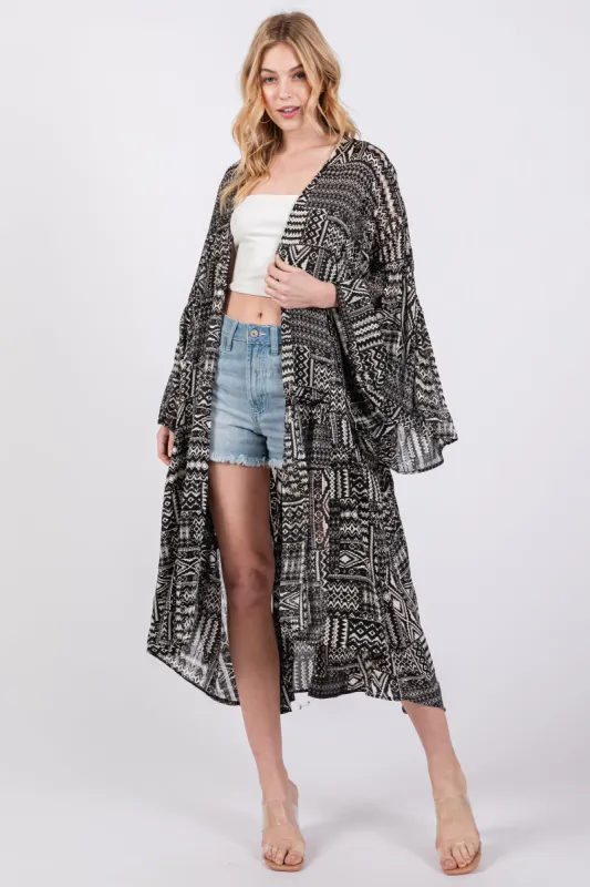 Black Ruffle Wide Sleeve Cover Up sold by Pinkblush