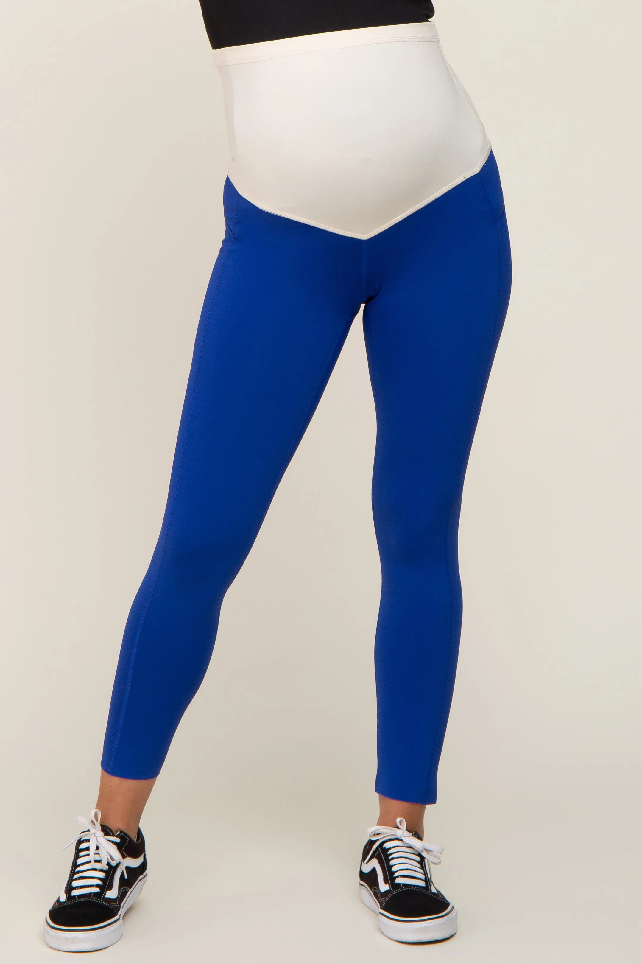 Royal Blue Side Pocket Maternity Active Cropped Legging sold by Pinkblush product image thumbnail 2