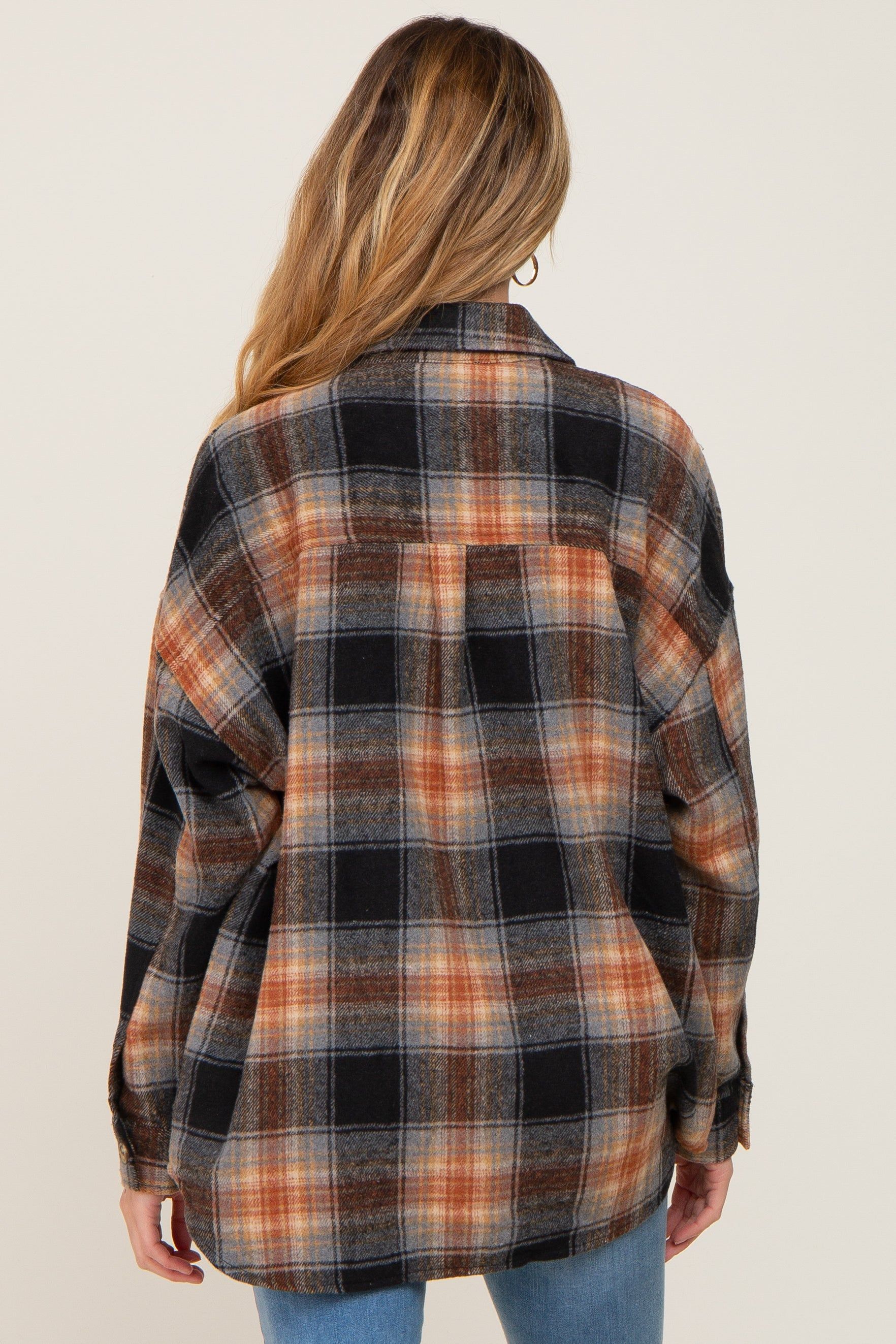 Black Plaid Maternity Shirt Jacket sold by Pinkblush product image thumbnail 3
