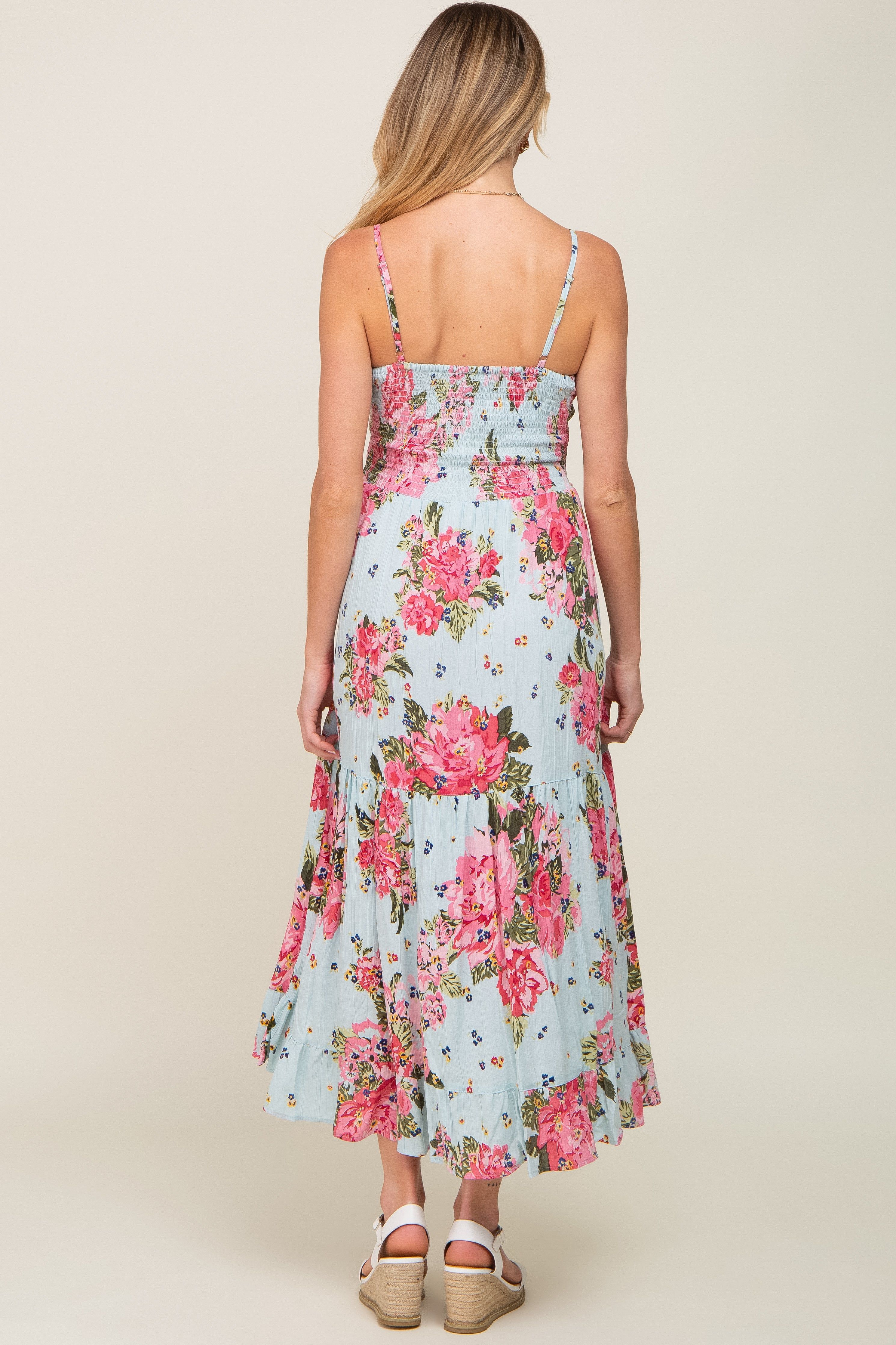 Light Blue Floral Front Twist Maternity Maxi Dress sold by Pinkblush product image thumbnail 3