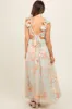 Mint Green Floral Ruffle Accent Cutout Maternity Gown sold by Pinkblush