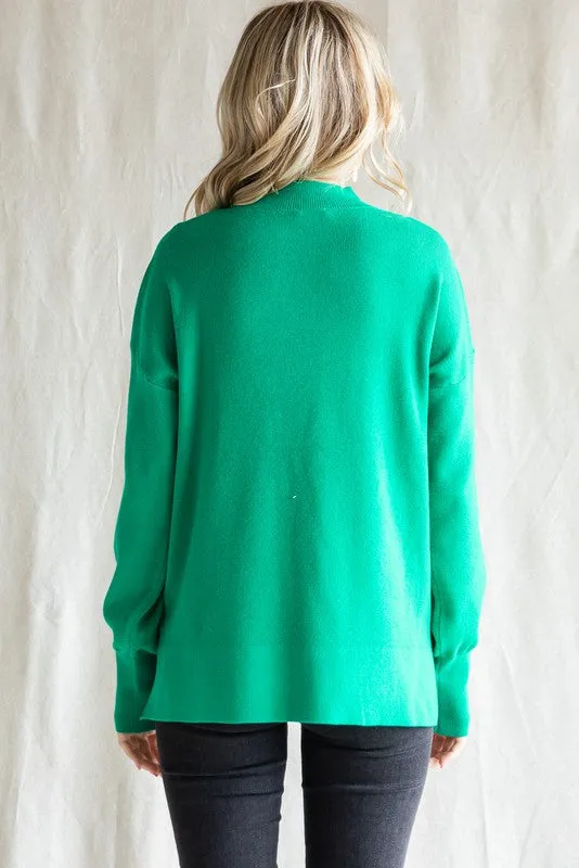 Green Knit Mock Neck Long Sleeve Top sold by Pinkblush product image thumbnail 2