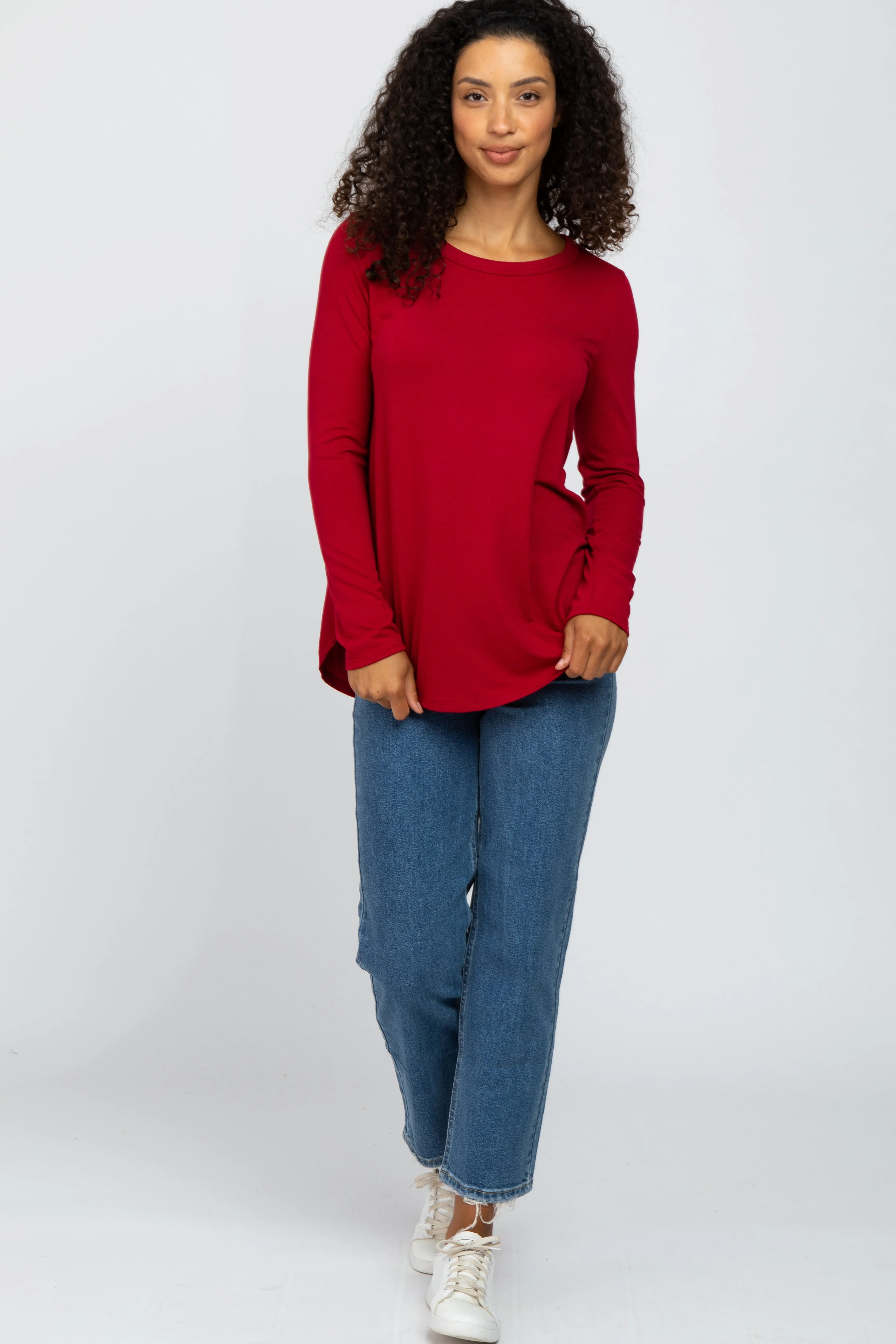 Red Basic Long Sleeve Top sold by Pinkblush product image thumbnail 4