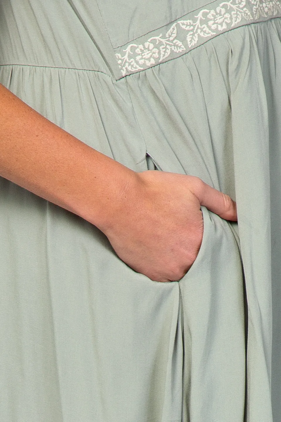 Light Olive Floral Embroidered Maternity Dress sold by Pinkblush product image thumbnail 4