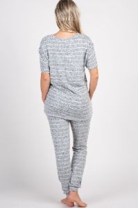 PinkBlush Heather Grey Striped Pocket Front Maternity Pajama Set sold by Pinkblush
