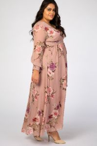 Pink Floral Chiffon Maternity Plus Maxi Dress sold by Pinkblush