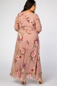 Pink Floral Chiffon Maternity Plus Maxi Dress sold by Pinkblush