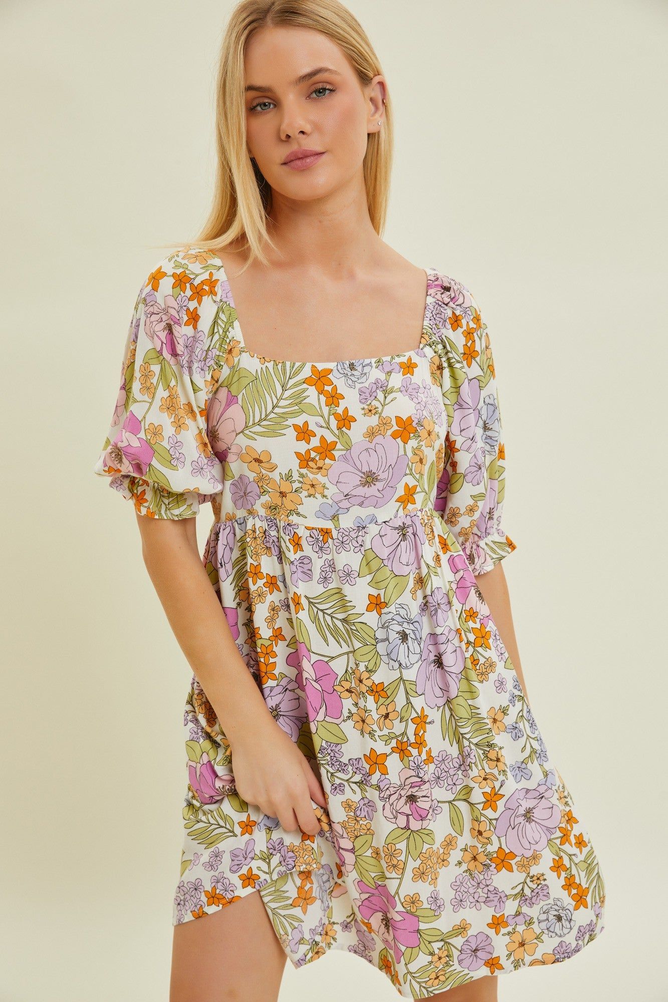 Ivory Multi Floral Print Midi Dress sold by Pinkblush