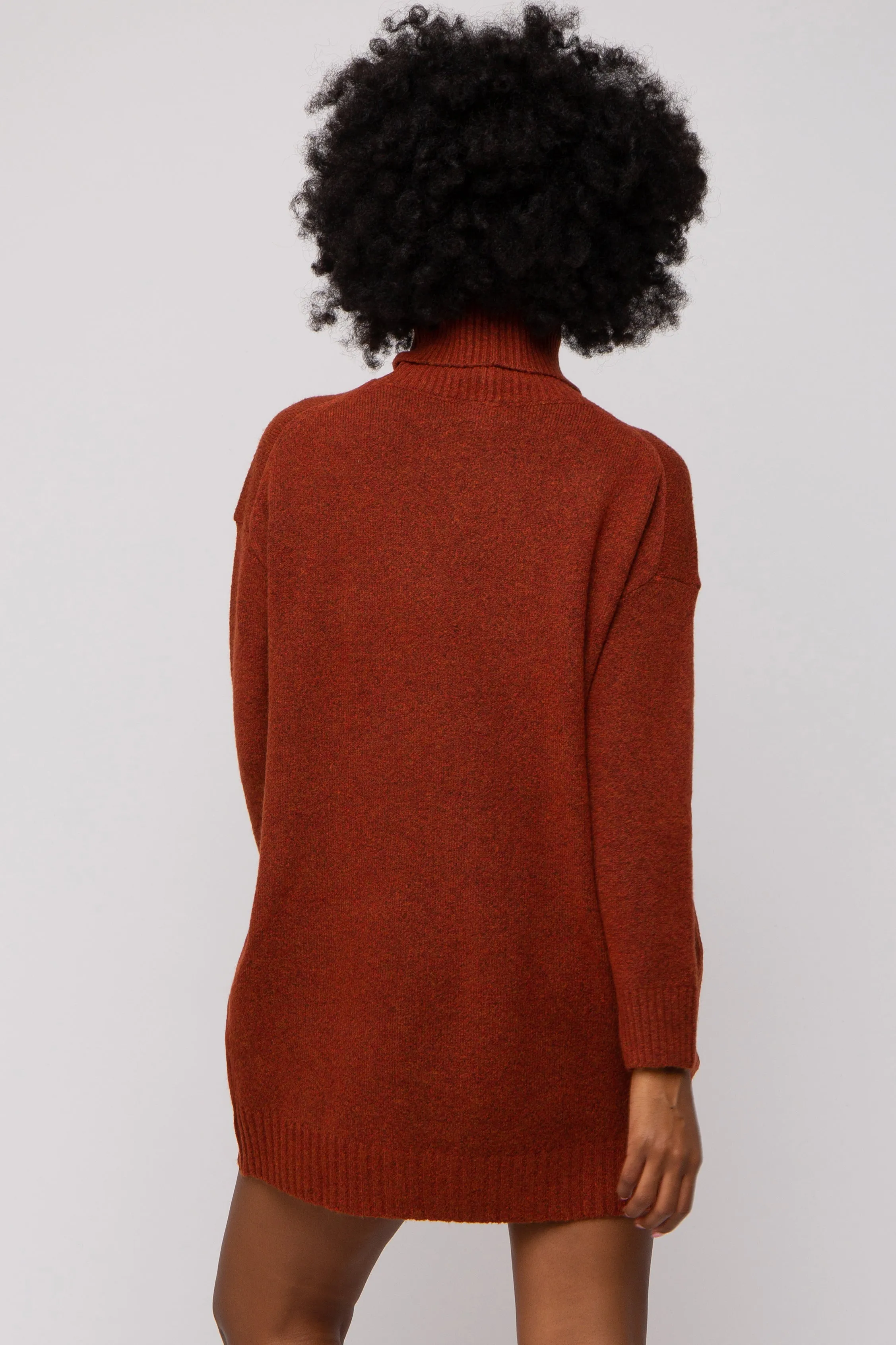 Rust Turtleneck Sweater Mini Dress sold by Pinkblush product image thumbnail 3