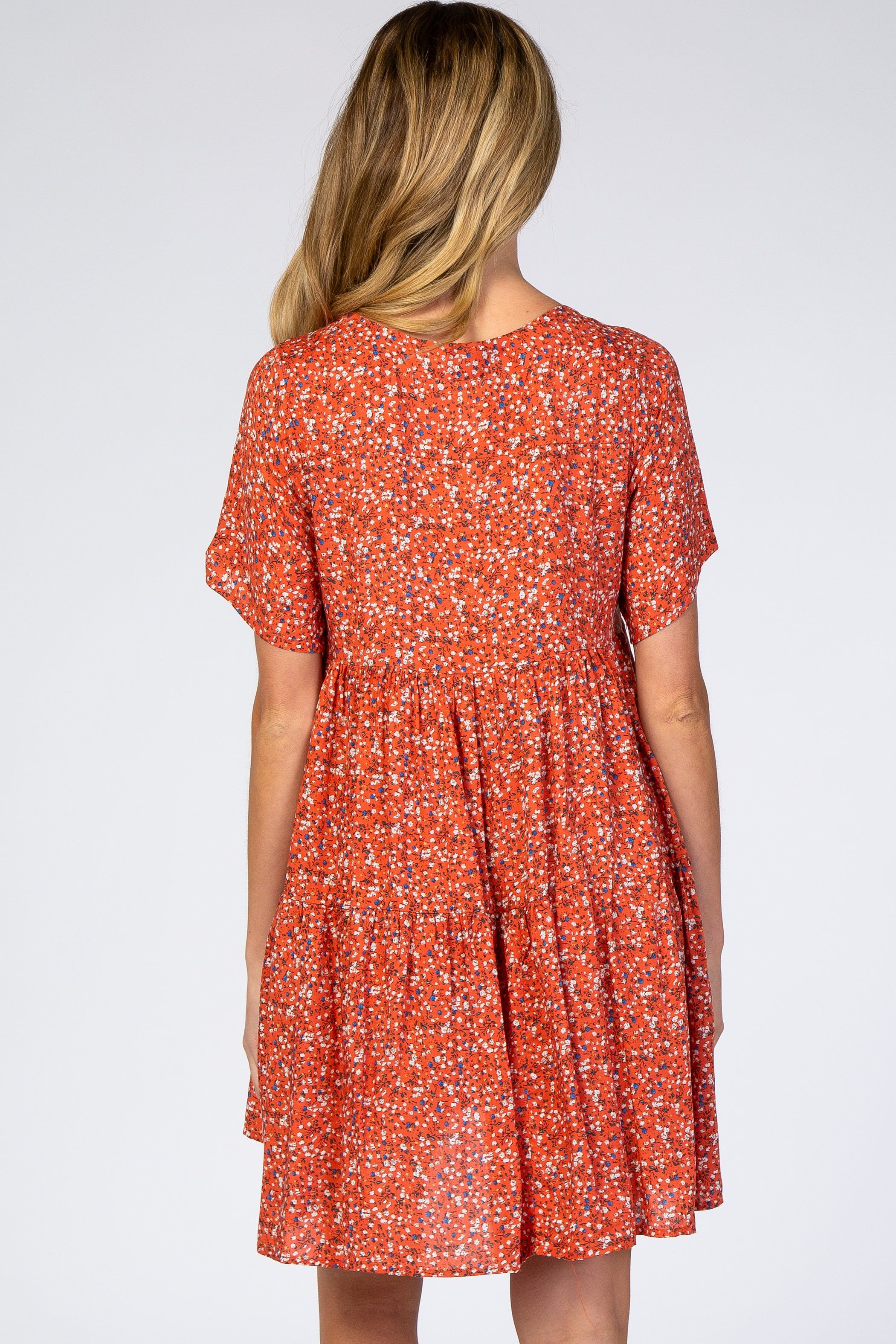 Rust Floral Button Front Maternity Mini Dress sold by Pinkblush product image thumbnail 3