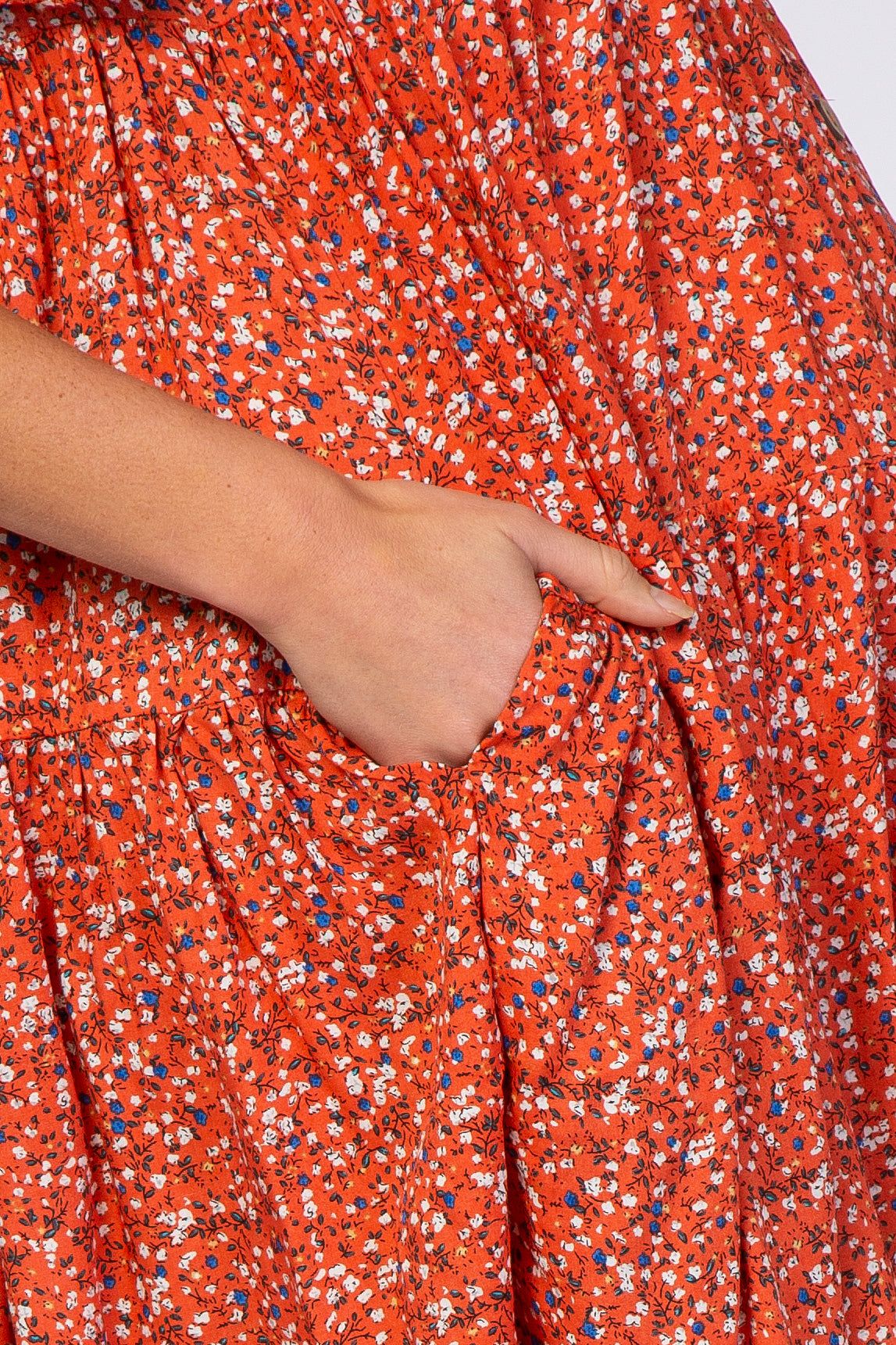 Rust Floral Button Front Maternity Mini Dress sold by Pinkblush product image thumbnail 4