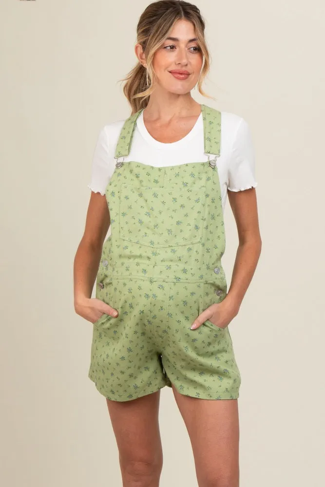Light Olive Floral Denim Maternity Shortall sold by Pinkblush product image thumbnail 2