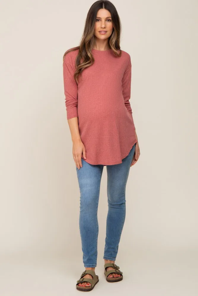 Salmon Long Sleeve Ribbed Maternity Top sold by Pinkblush product image thumbnail 5