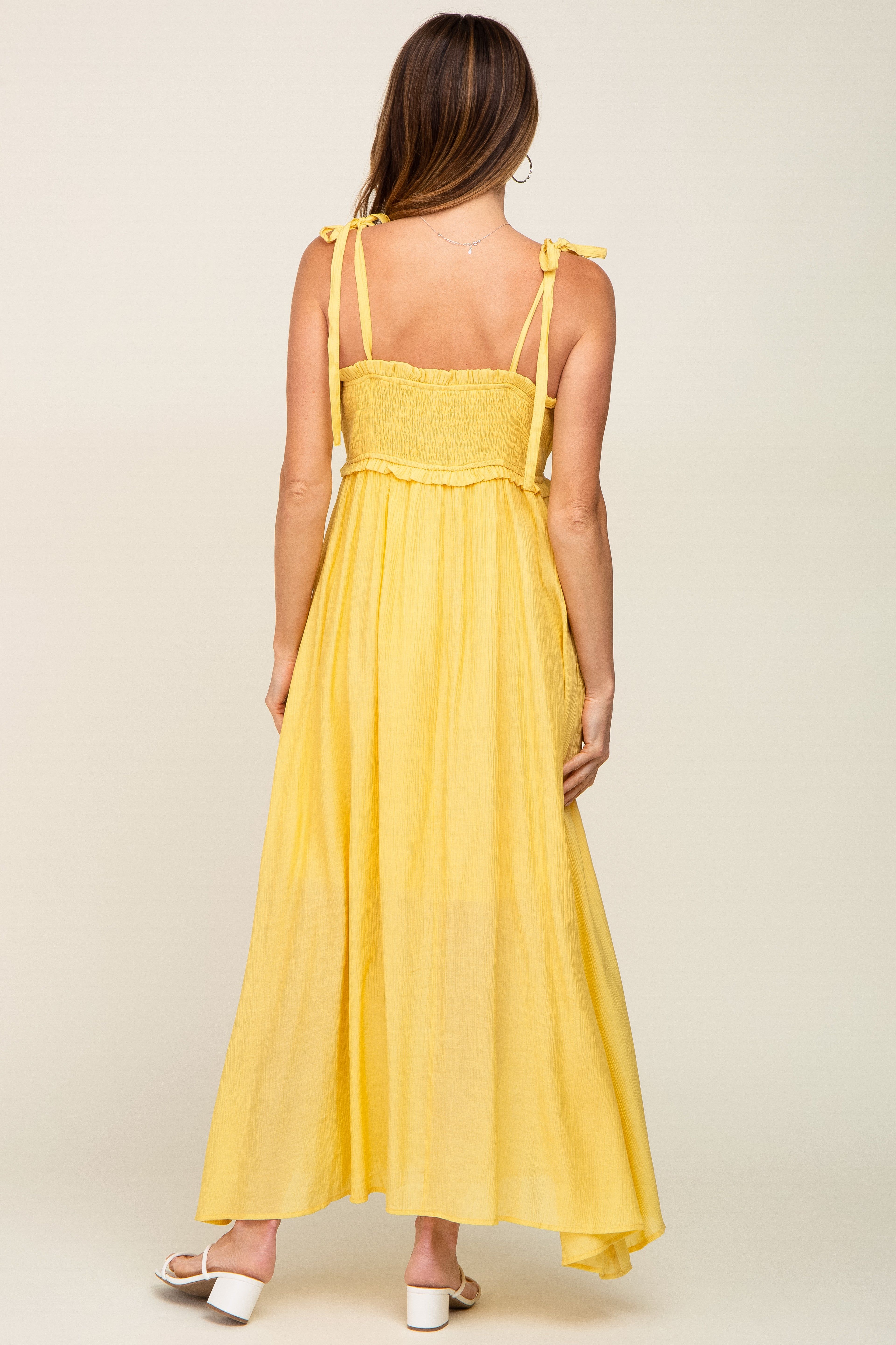 Yellow Sleeveless Ruffle Trim Maxi Dress sold by Pinkblush product image thumbnail 3