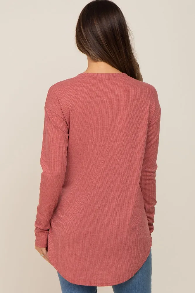 Salmon Long Sleeve Ribbed Maternity Top sold by Pinkblush product image thumbnail 4