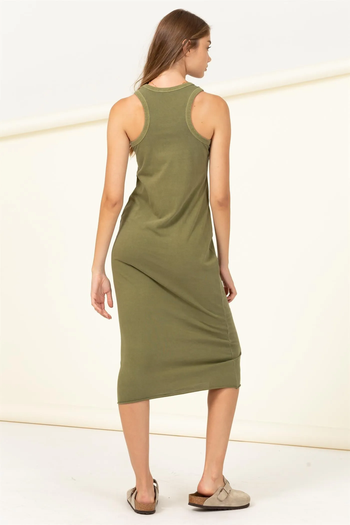 Olive Racerback Fitted Midi Dress sold by Pinkblush product image thumbnail 3