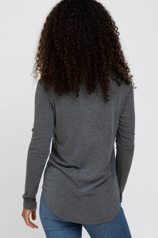 Charcoal Soft Button Front Round Hem Top sold by Pinkblush product image thumbnail 4