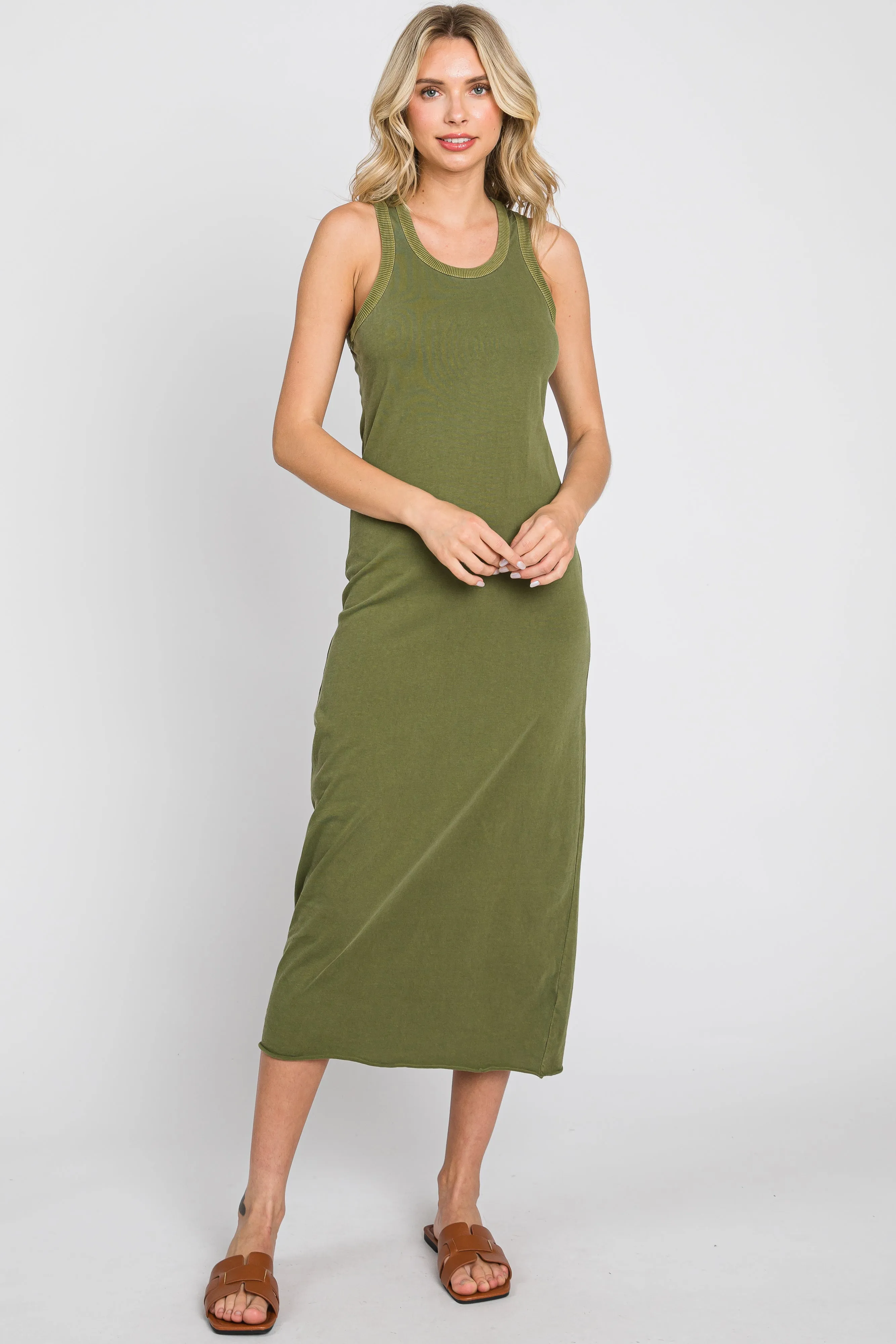Olive Racerback Fitted Midi Dress sold by Pinkblush product image thumbnail 5