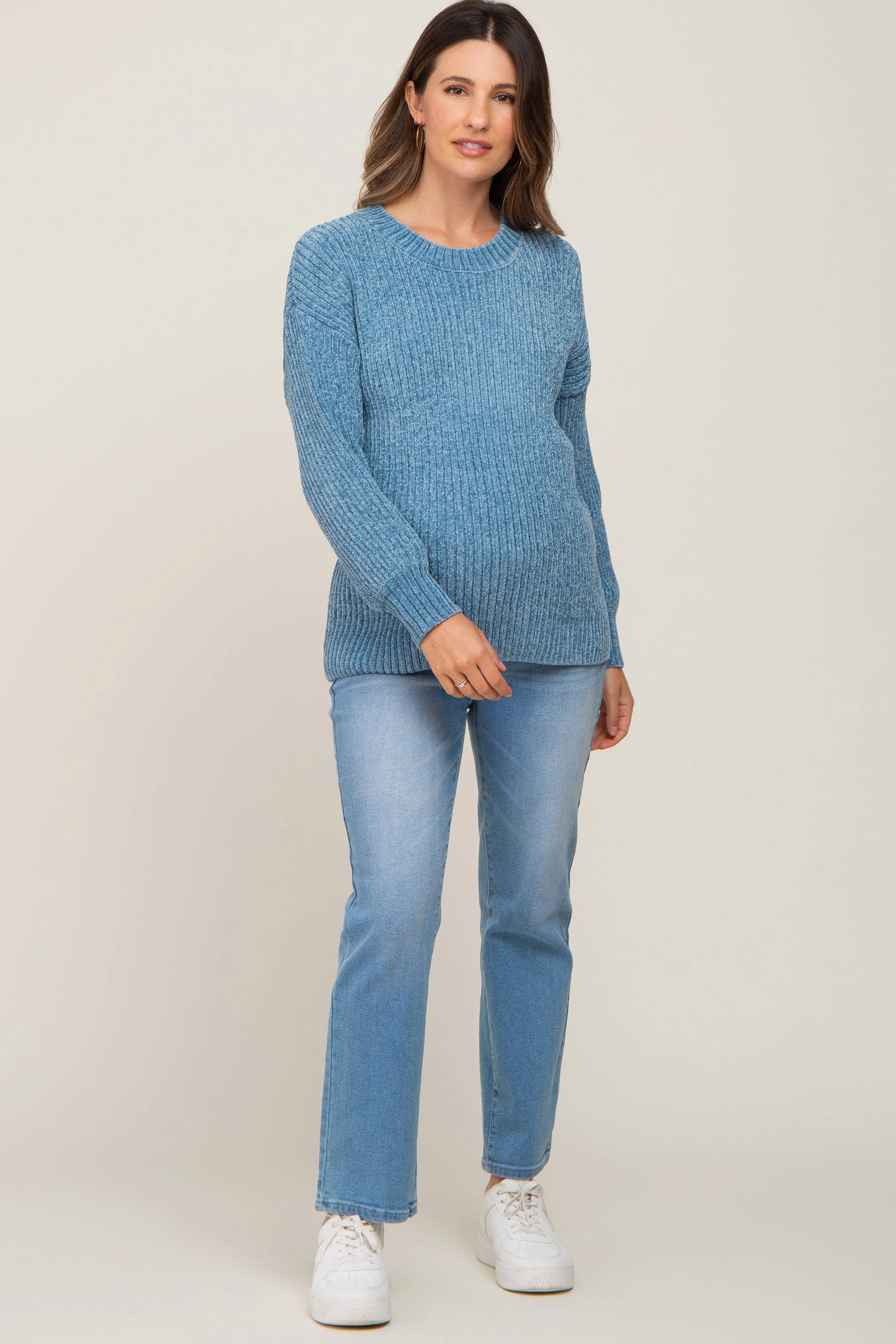 Blue Soft Chenille Knit Maternity Sweater sold by Pinkblush product image thumbnail 4