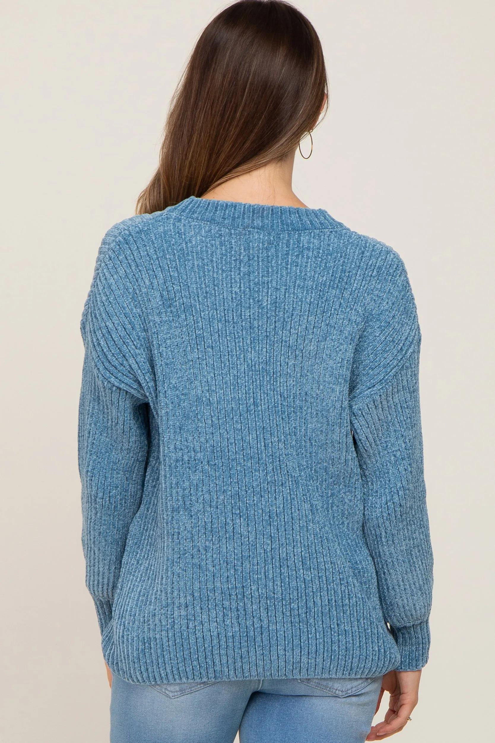 Blue Soft Chenille Knit Maternity Sweater sold by Pinkblush product image thumbnail 3