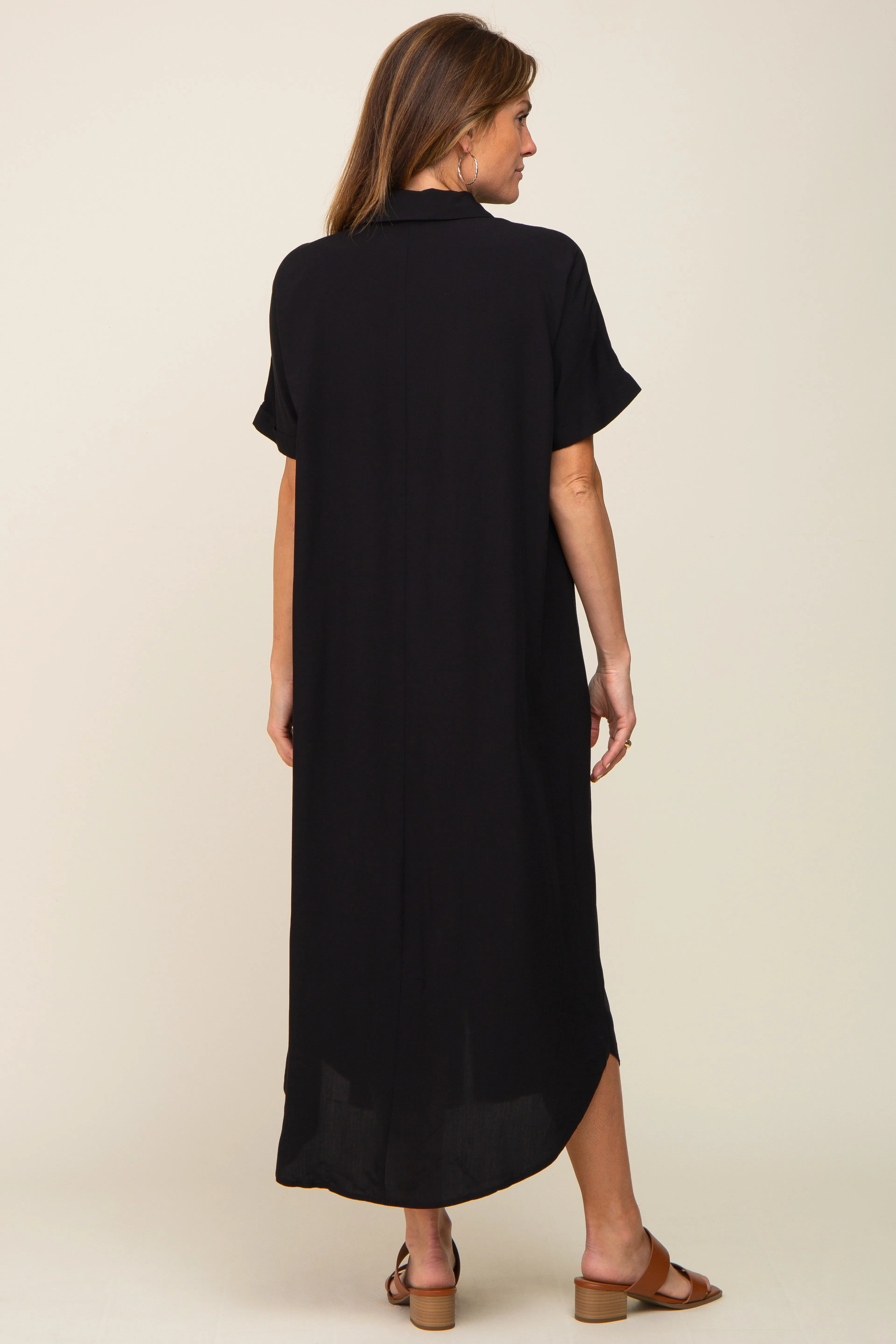 Black Button Down Midi Dress sold by Pinkblush product image thumbnail 3