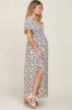 Black Floral Smocked Maternity Maxi Dress sold by Pinkblush