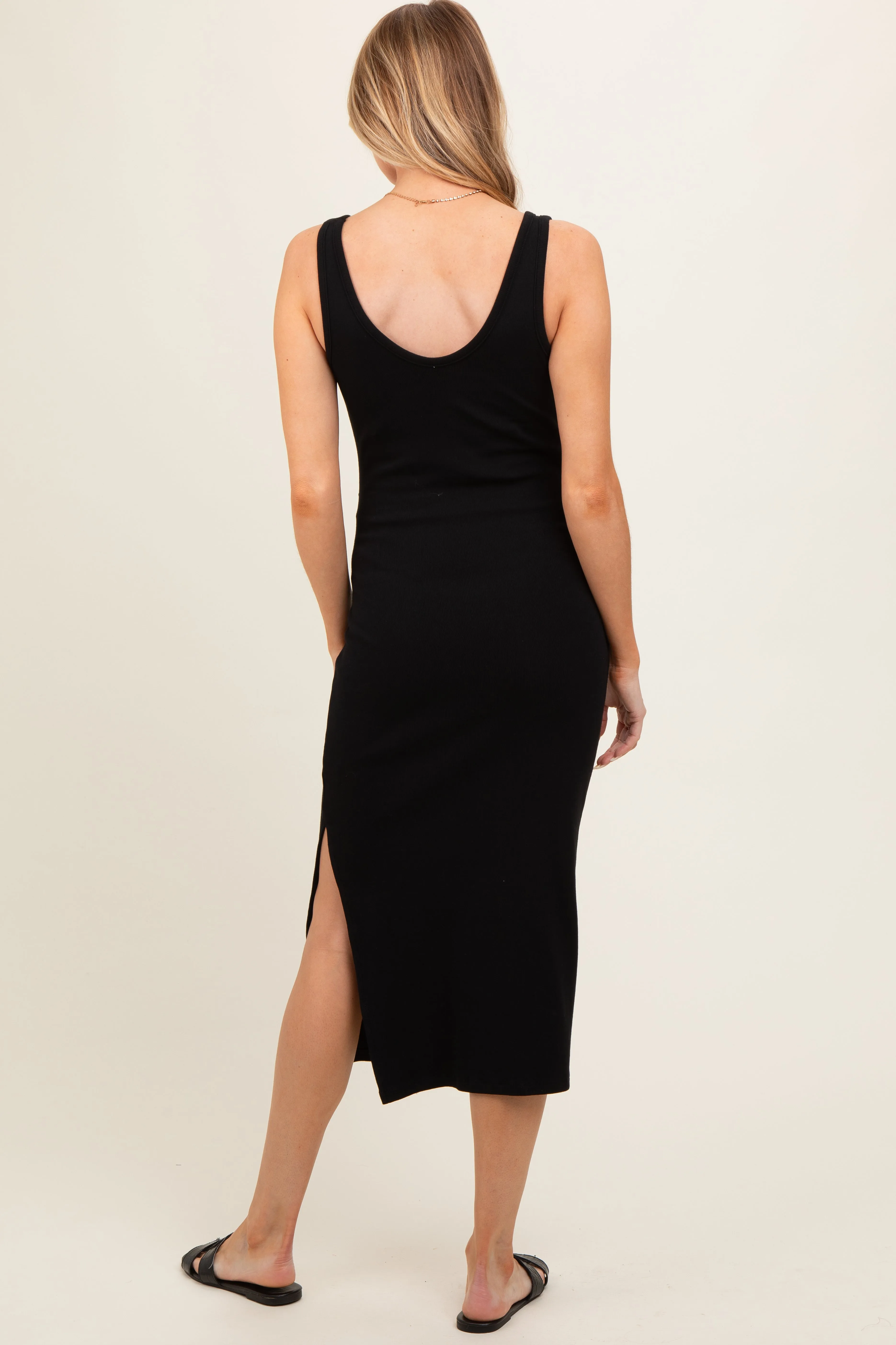 Black Short Sleeve Ruched Maternity Dress sold by Pinkblush product image thumbnail 2