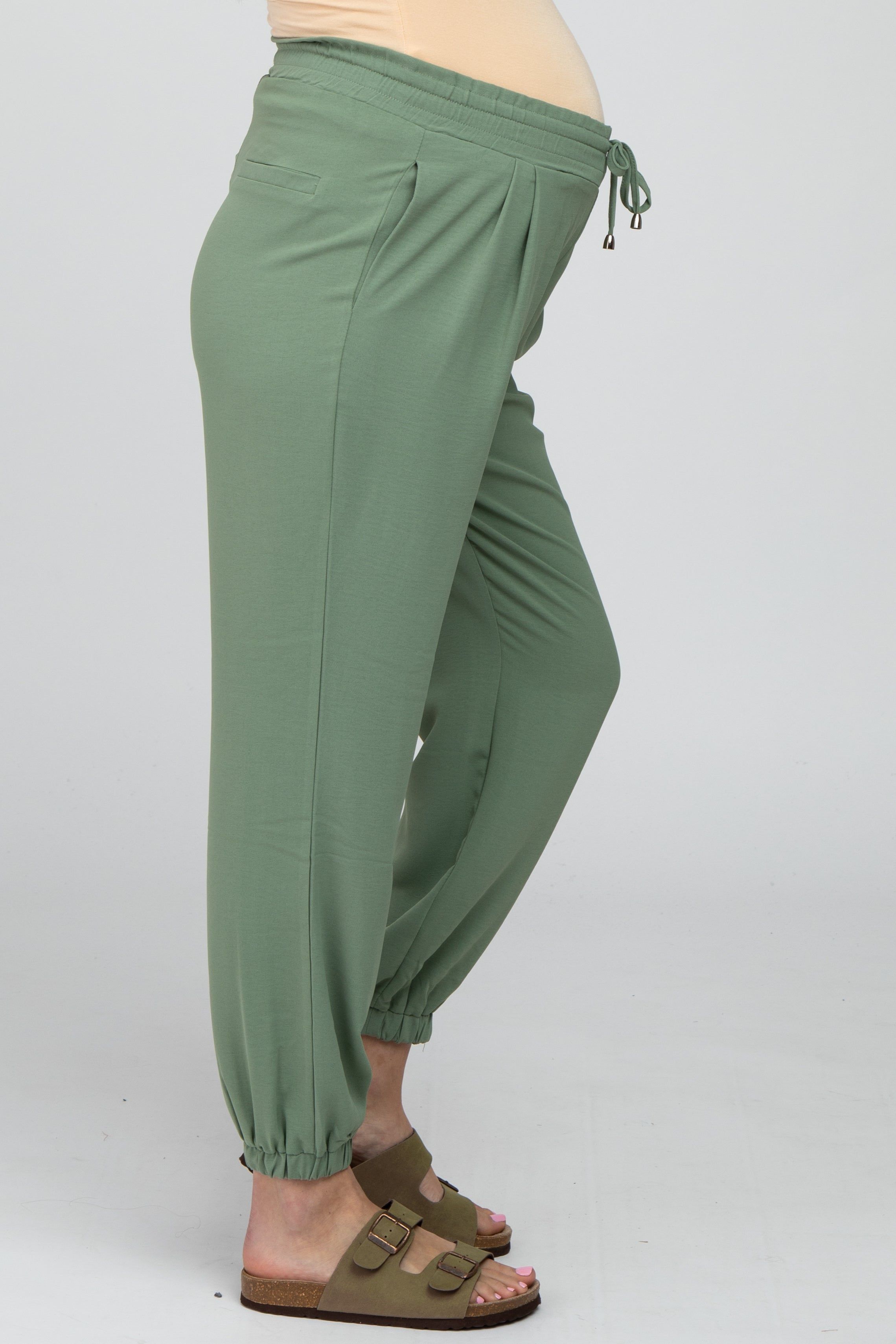 Olive Drawstring Maternity Crop Pants sold by Pinkblush product image thumbnail 4