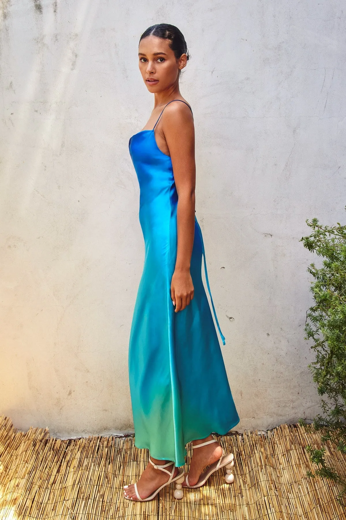 Blue Ombre Criss Cross Back Maxi Dress sold by Pinkblush product image thumbnail 2