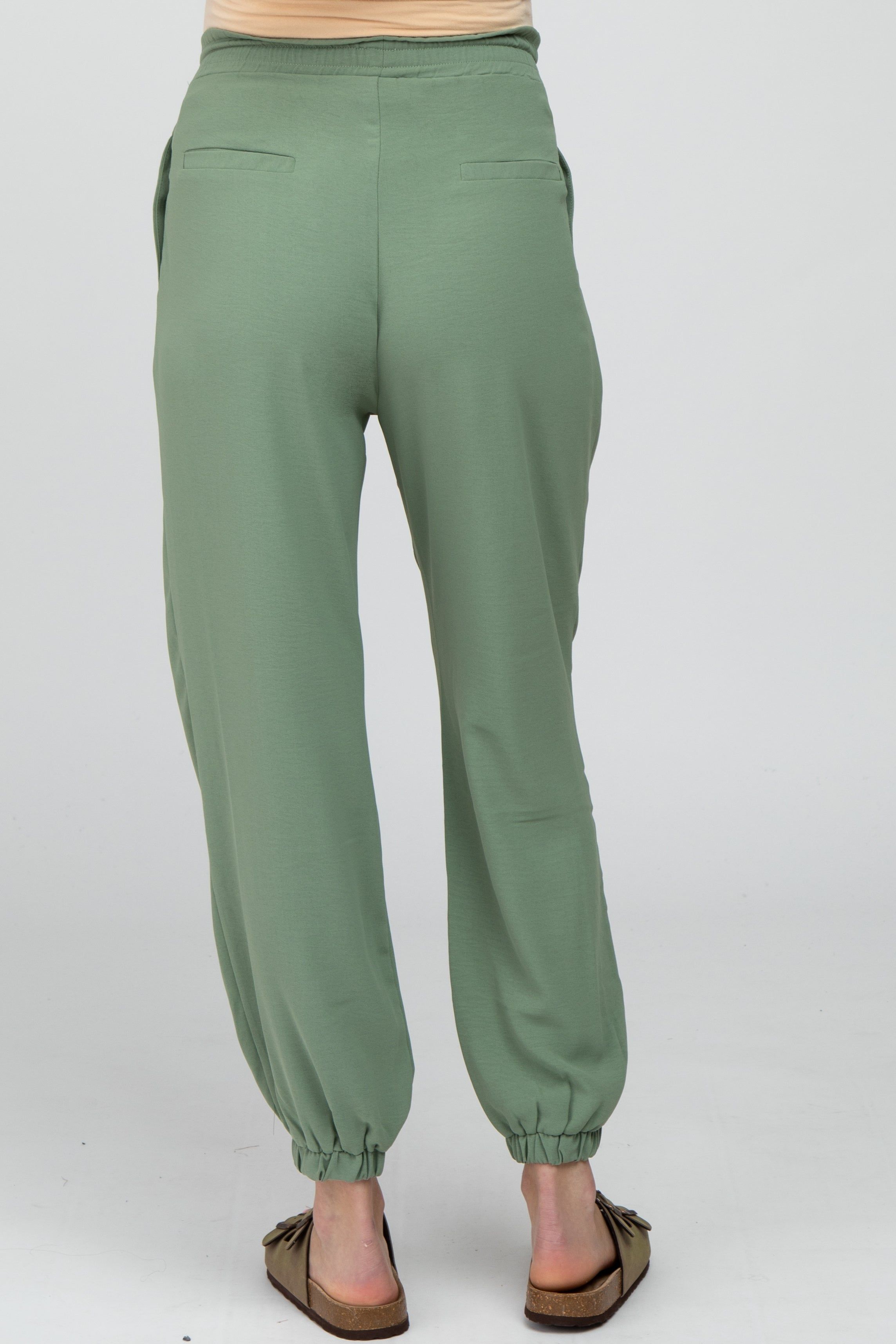 Olive Drawstring Maternity Crop Pants sold by Pinkblush product image thumbnail 5