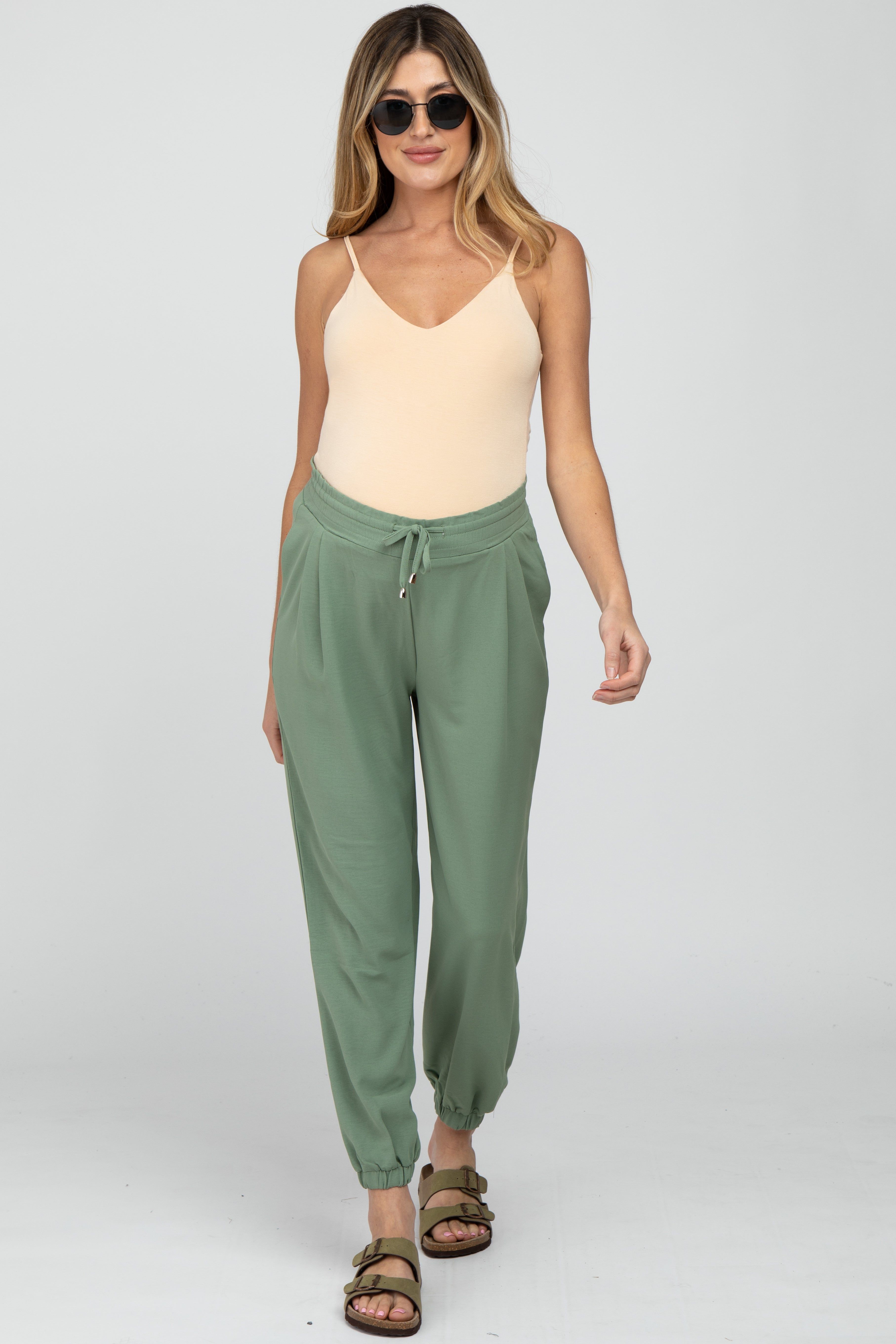 Olive Drawstring Maternity Crop Pants sold by Pinkblush product image thumbnail 2