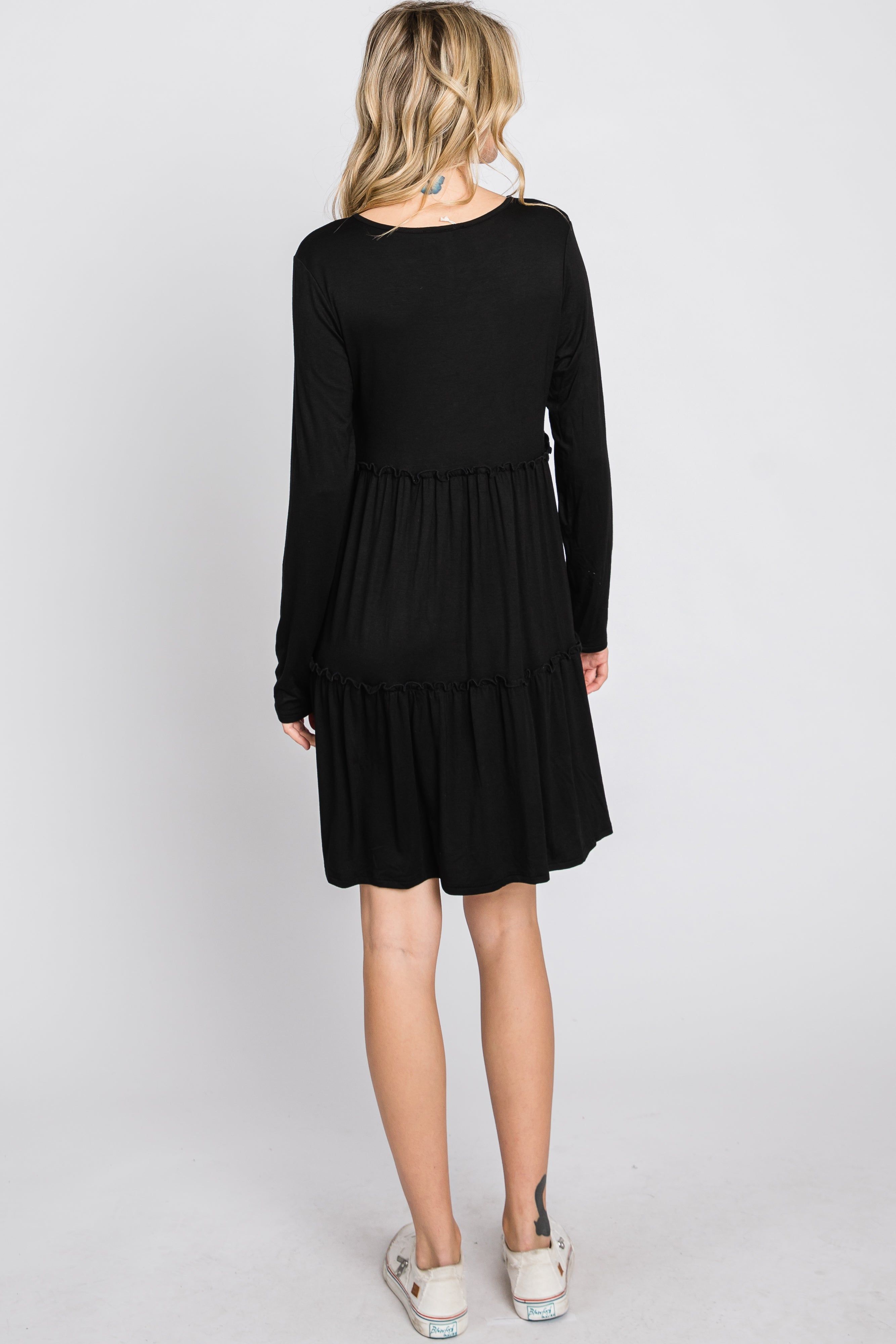 Black Long Sleeve Tiered Dress sold by Pinkblush product image thumbnail 5