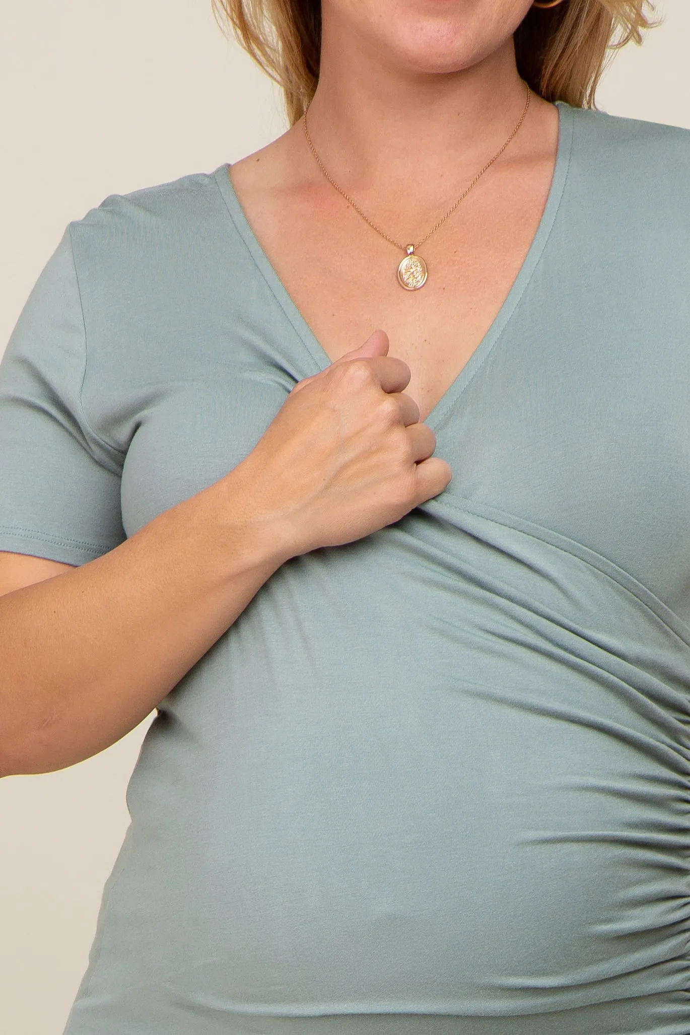 Mint Wrap Front Plus Maternity/Nursing Top sold by Pinkblush product image thumbnail 4