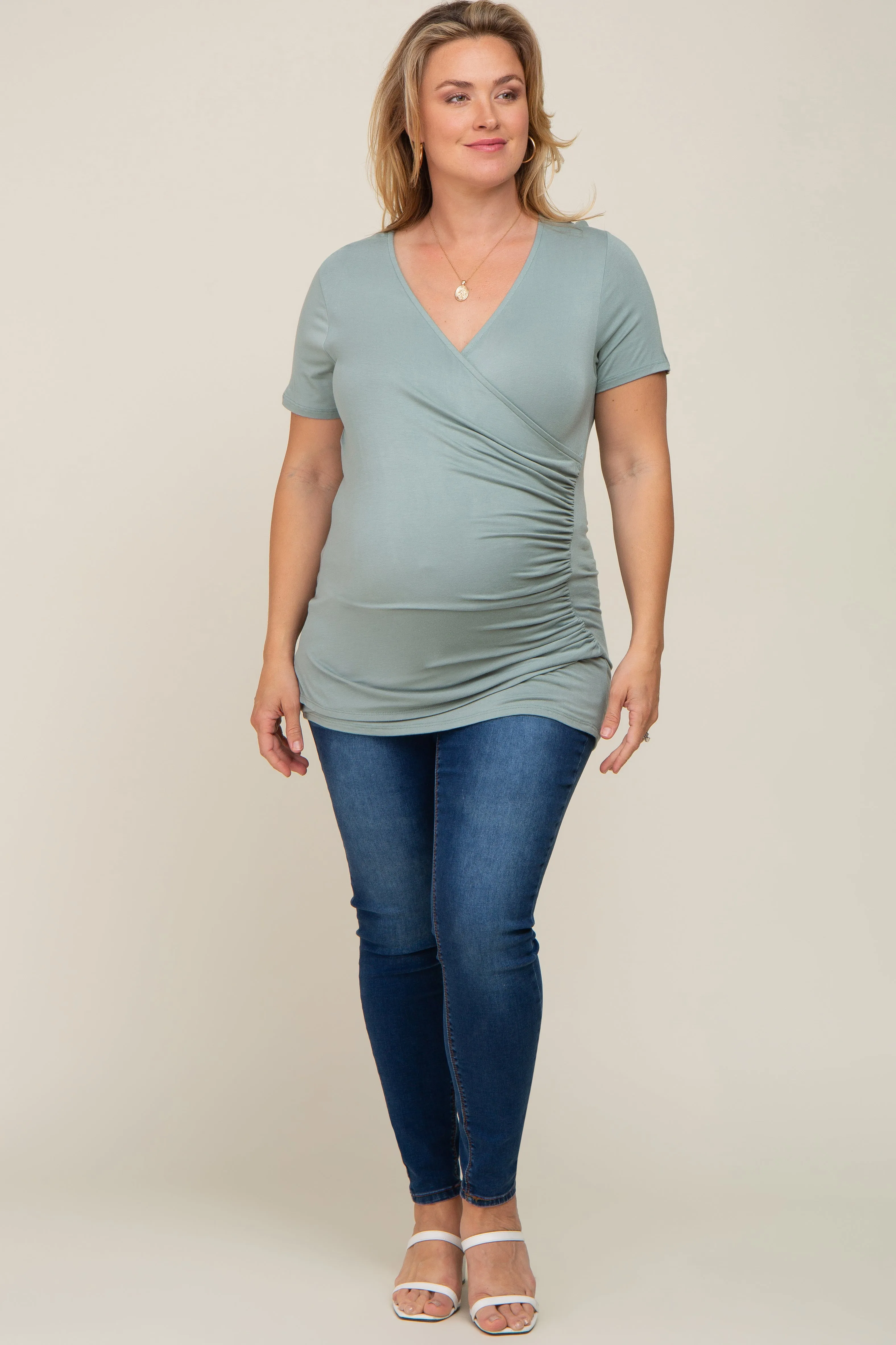 Mint Wrap Front Plus Maternity/Nursing Top sold by Pinkblush product image thumbnail 5