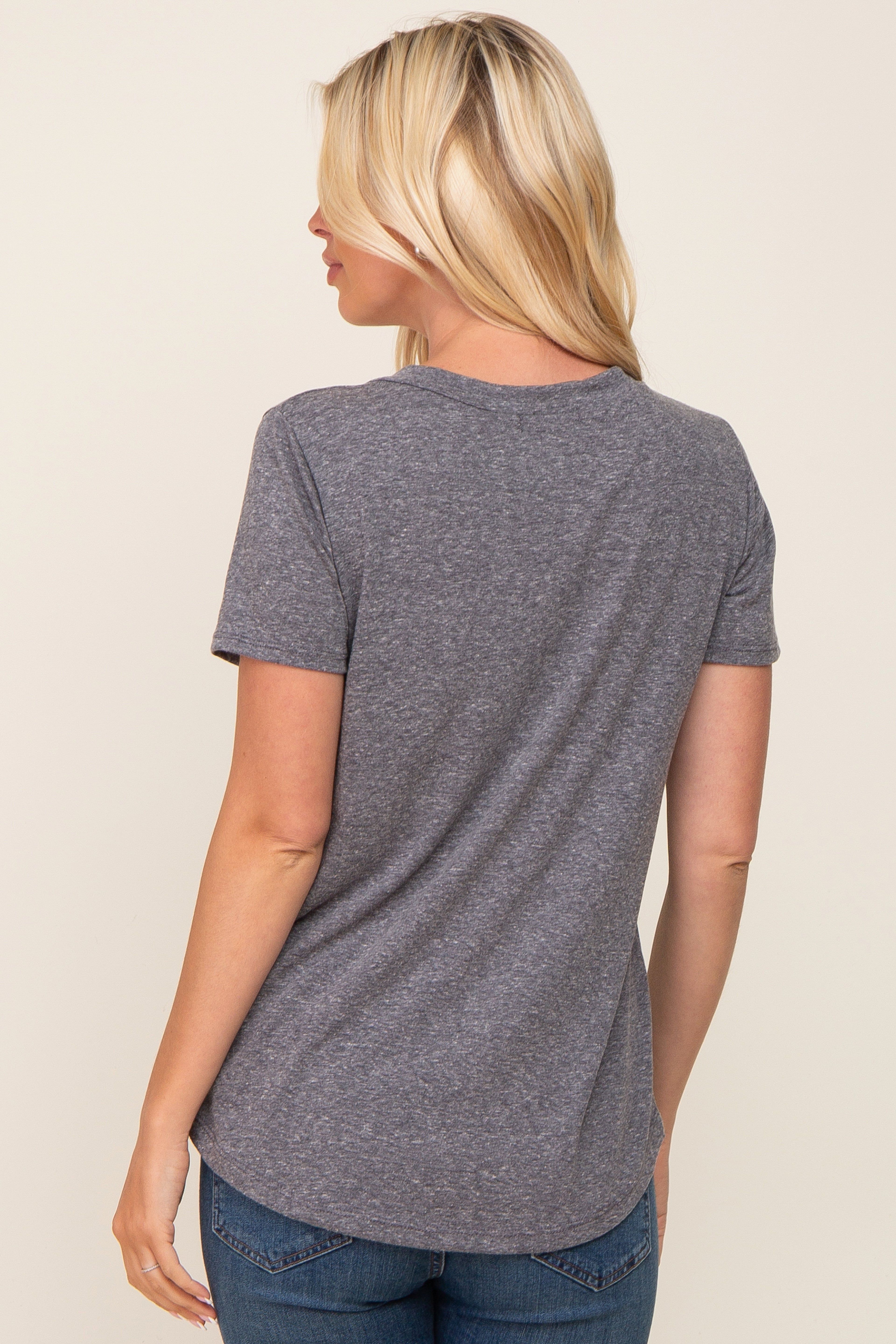 Charcoal V-Neck Short Sleeve Tee sold by Pinkblush product image thumbnail 3