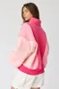 Pink Colorblock Snap Button Polo Sweatshirt sold by Pinkblush