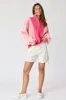 Pink Colorblock Snap Button Polo Sweatshirt sold by Pinkblush