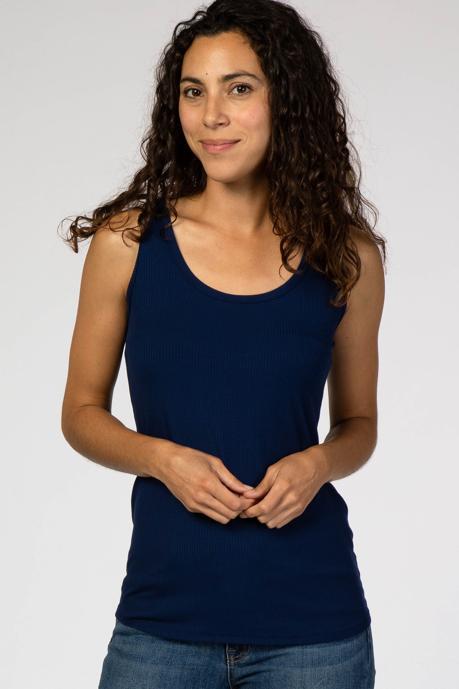Navy Ribbed Sleeveless Maternity Top sold by Pinkblush product image thumbnail 5
