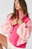Pink Colorblock Snap Button Polo Sweatshirt sold by Pinkblush