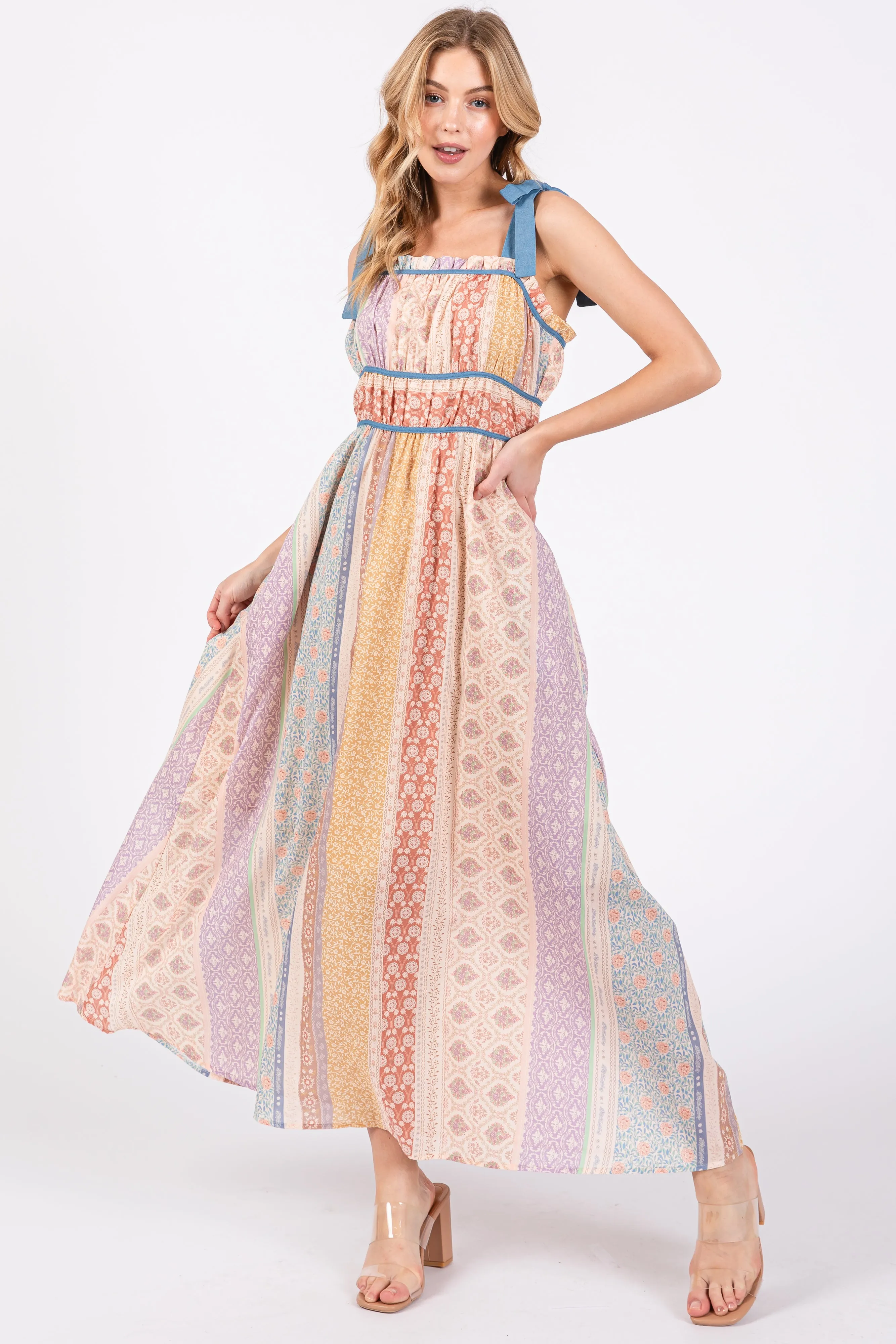 Light Blue Floral Handkerchief Print Maternity Midi Dress sold by Pinkblush product image thumbnail 4